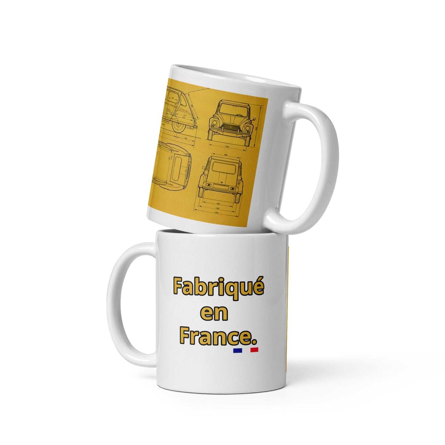 Dimensions of a Citroën Dyane glossy mug - 300 ml
