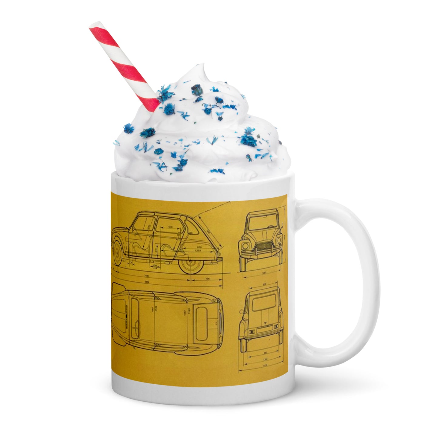 Dimensions of a Citroën Dyane glossy mug - 300 ml