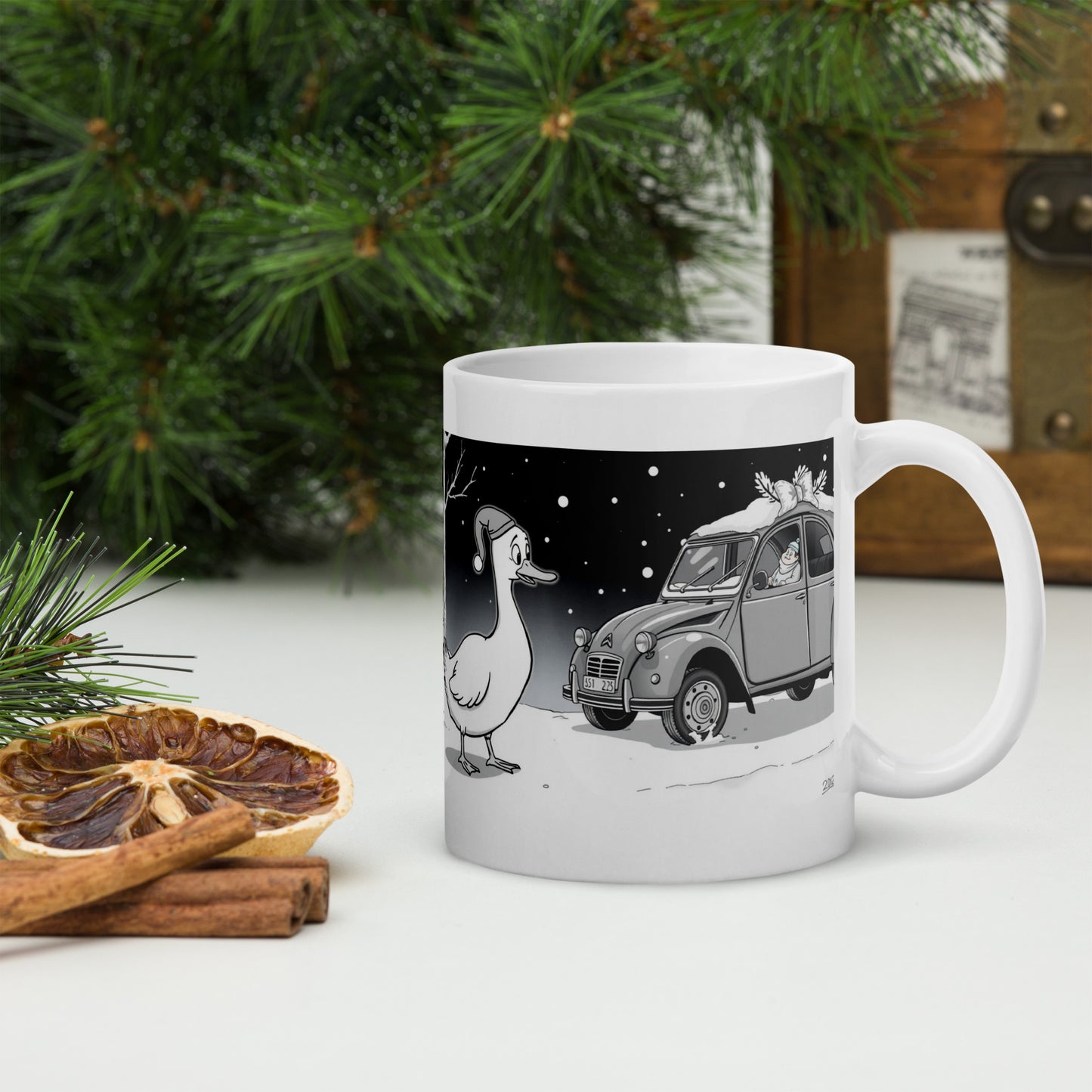 Joyueuses fêtes White Glossy Mug - 300 ml: Perfect for Festive Moments