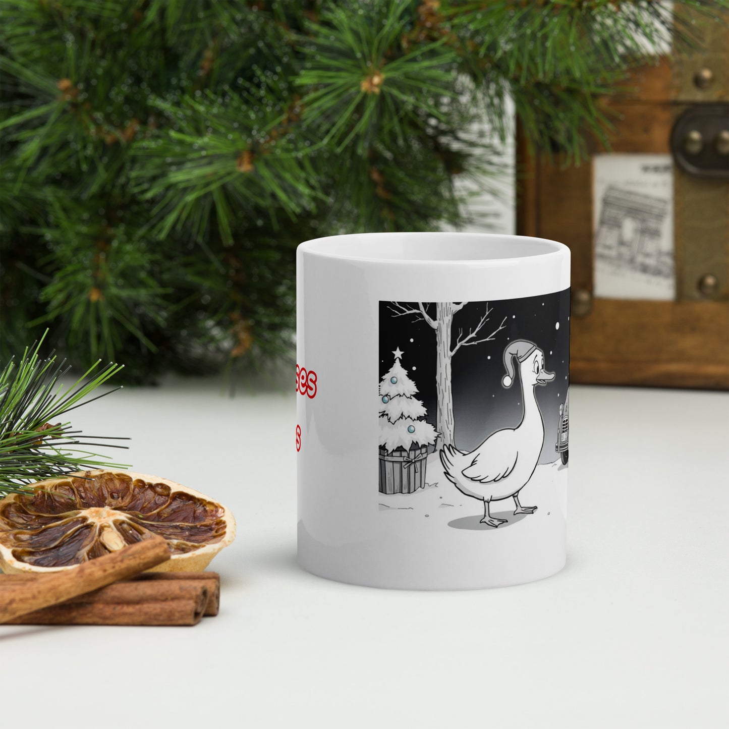 Joyueuses fêtes White Glossy Mug - 300 ml: Perfect for Festive Moments