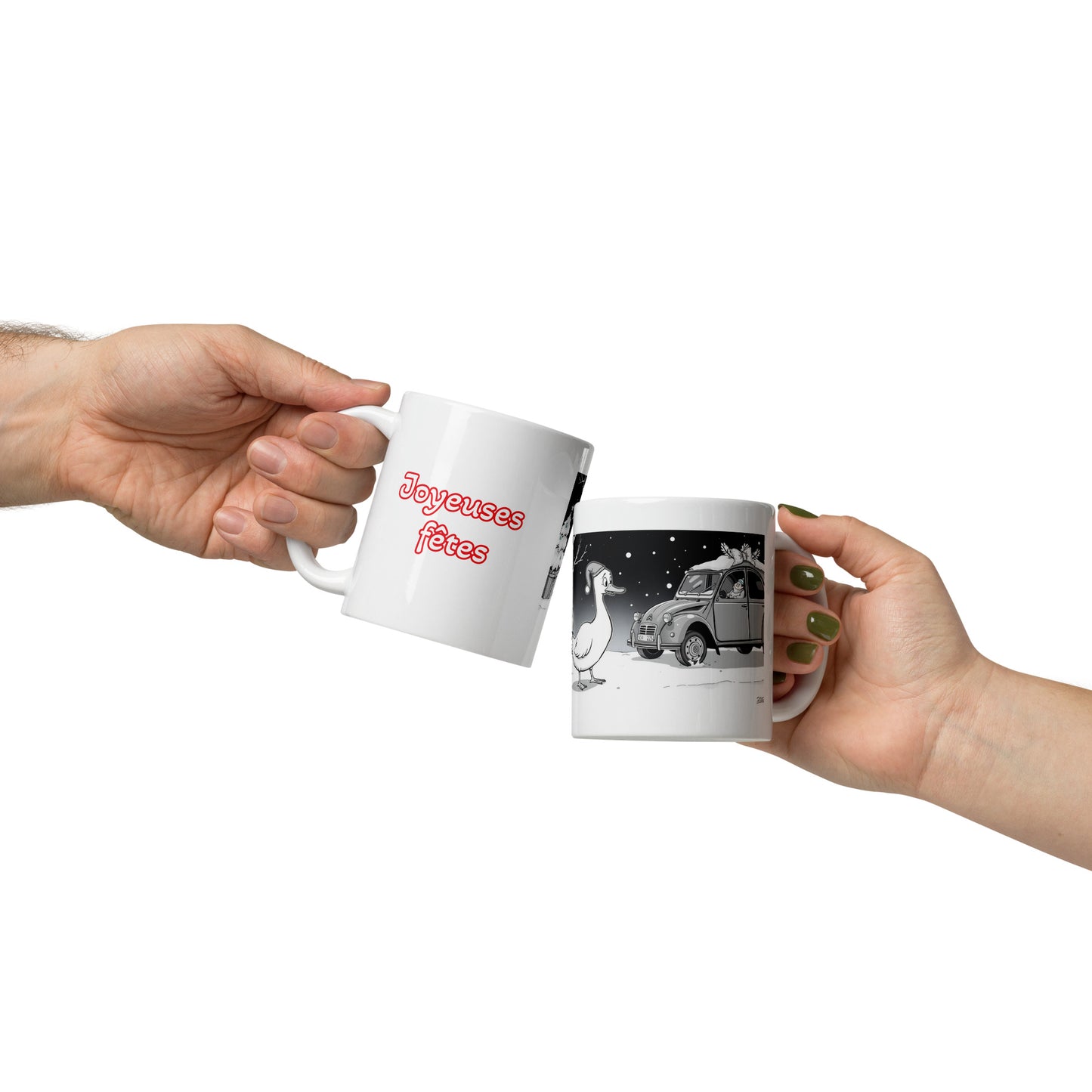 Joyueuses fêtes White Glossy Mug - 300 ml: Perfect for Festive Moments