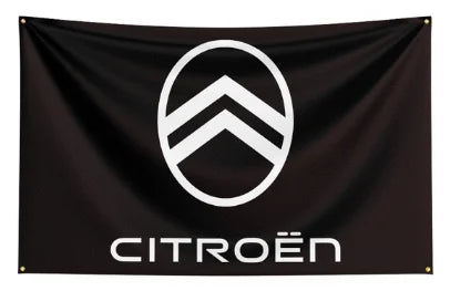 Citroën Flag Black with White Logo – Modern Car Flag for Garage or Mancave