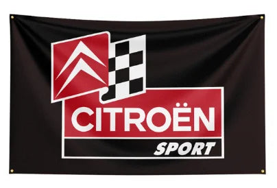 Citroën Sport Flag with Finish Flag – Black/Red Motorsport Banner