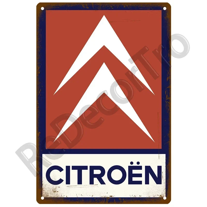 Vintage Metalen Bord – Citroën Logo 1985 | Retro Auto Decoratie