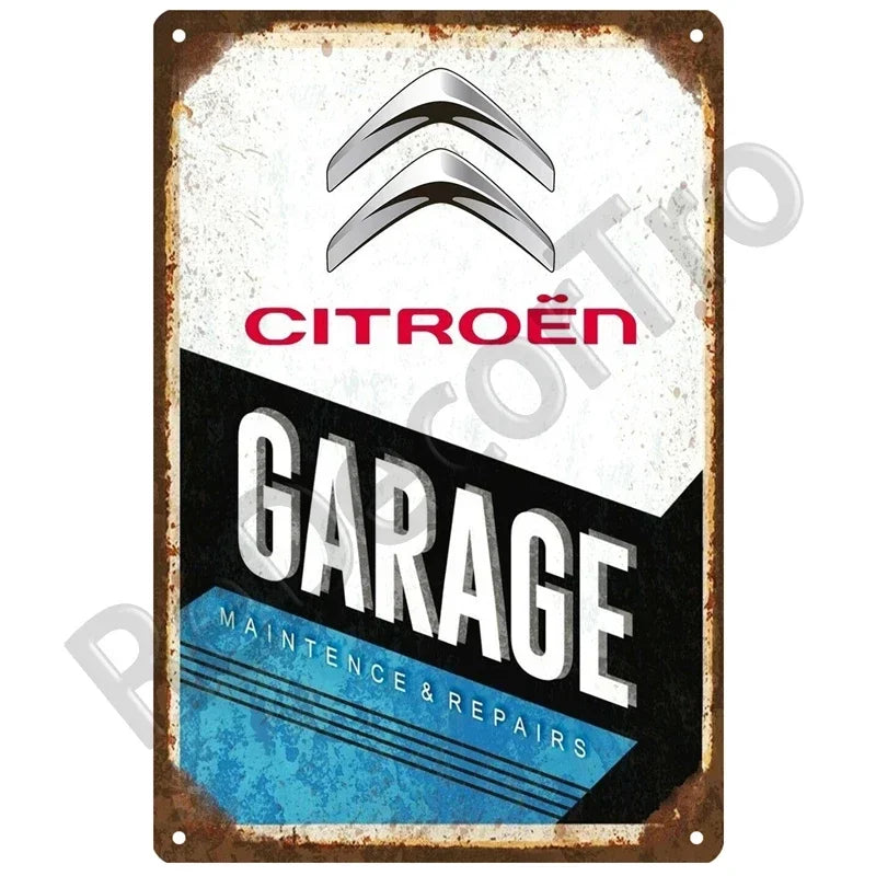 Retro Metalen Bord – Citroën Garage | Vintage Auto Decoratie