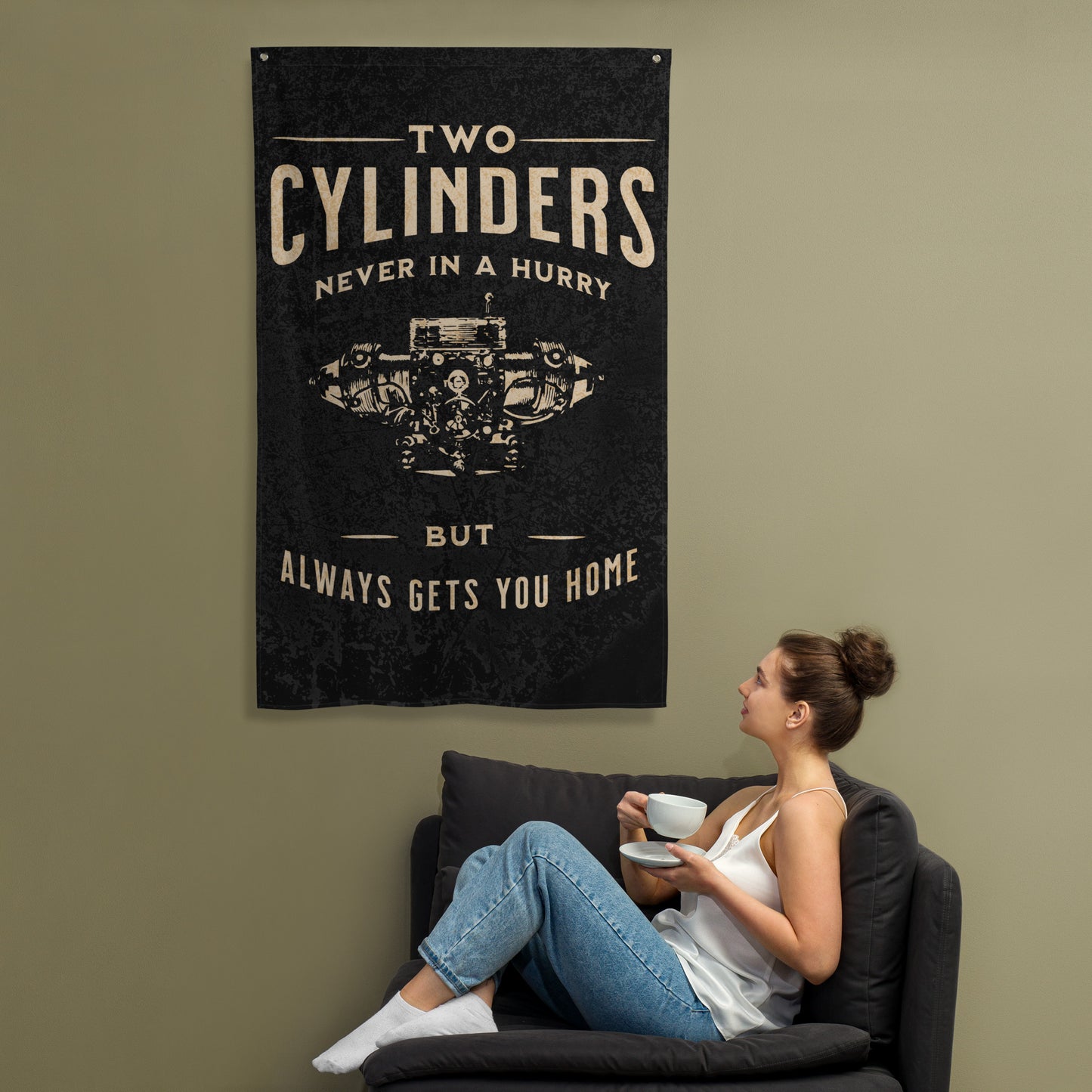 🛠️ Two Cylinders – Slow & Steady Wall Banner