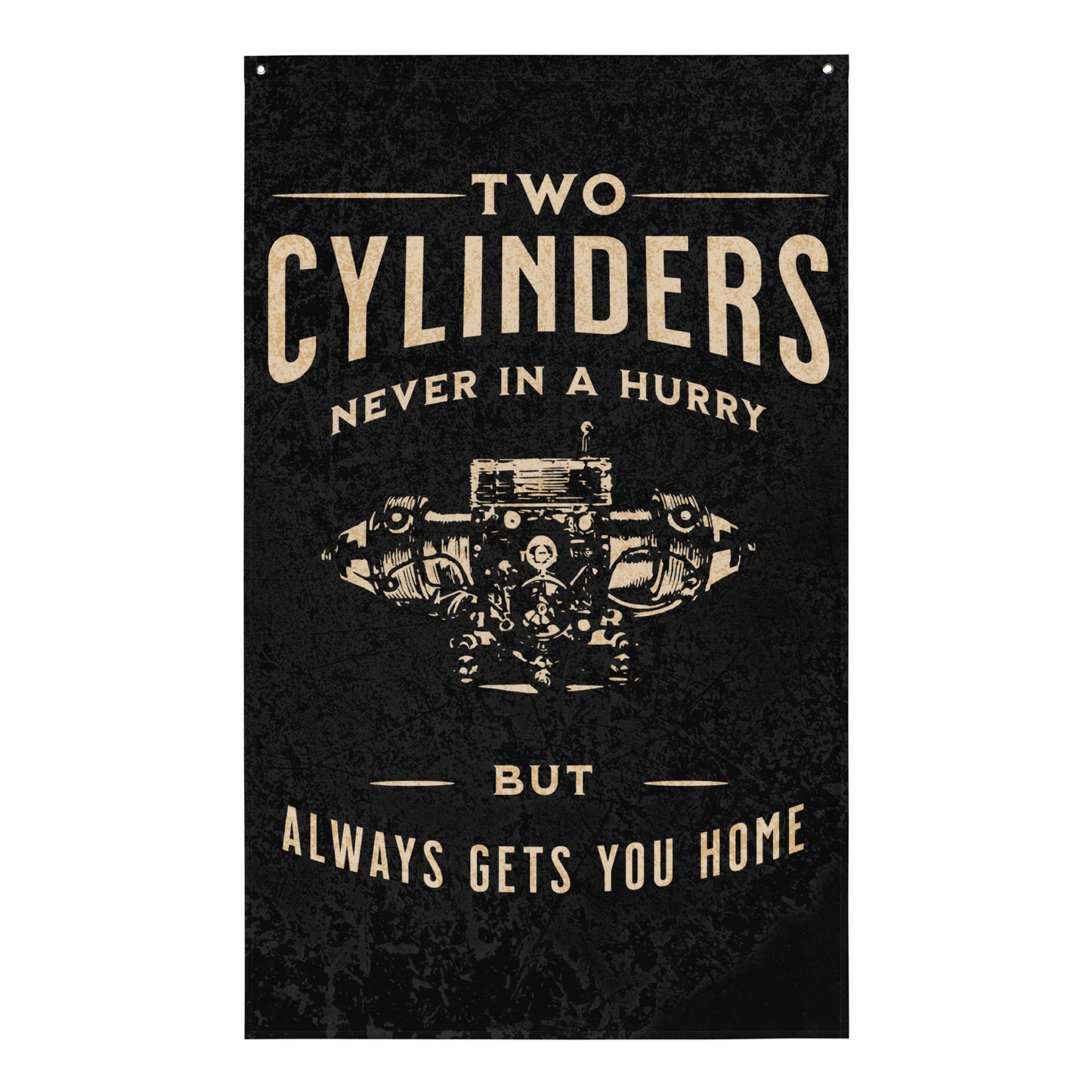 🛠️ Two Cylinders – Slow & Steady Wall Banner