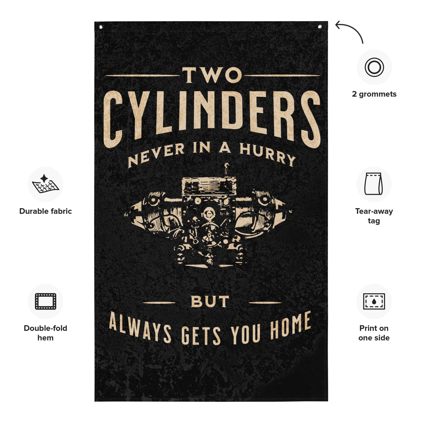 🛠️ Two Cylinders – Slow & Steady Wall Banner