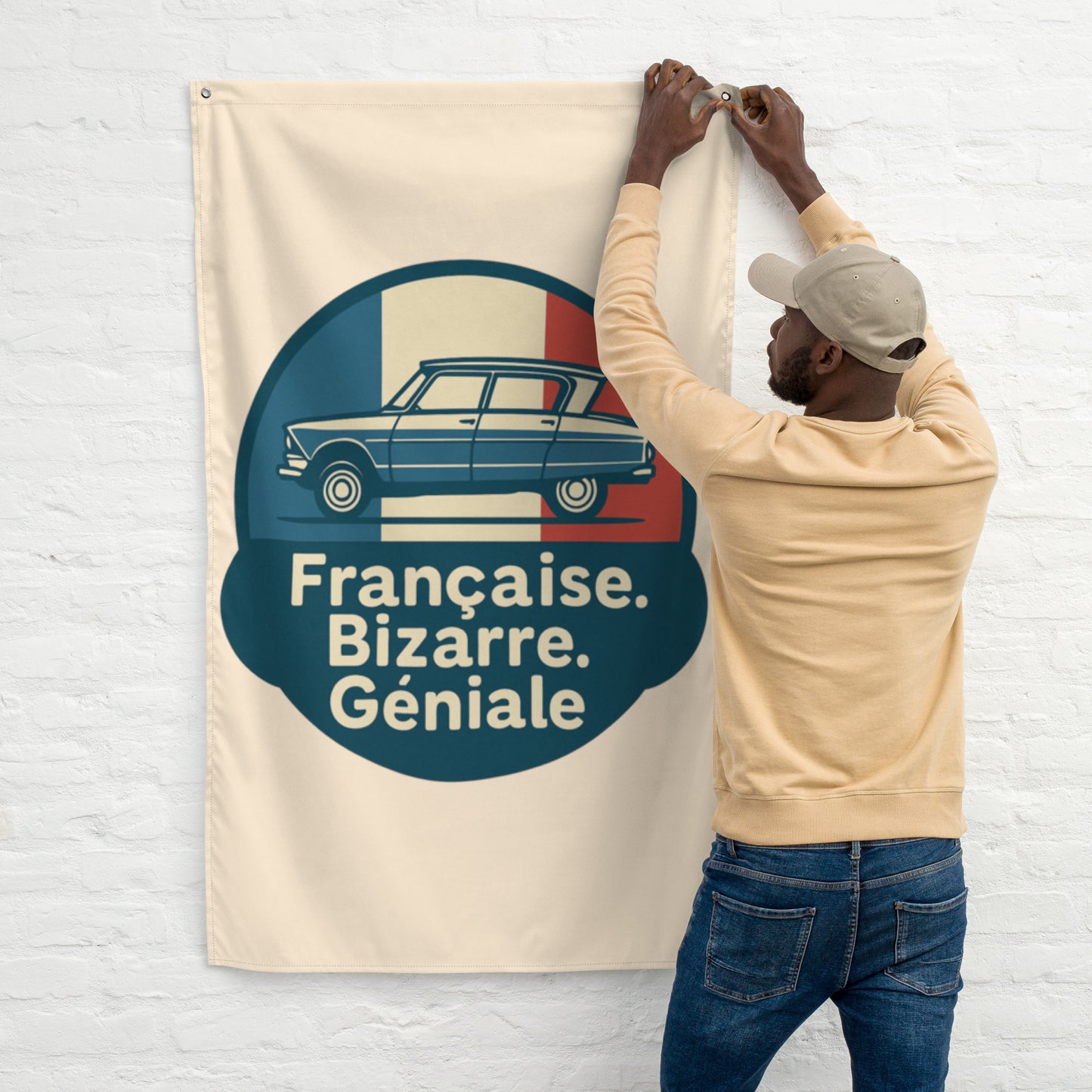 🖼️ Française. Bizarre. Géniale. – Spandoek voor aan je muur