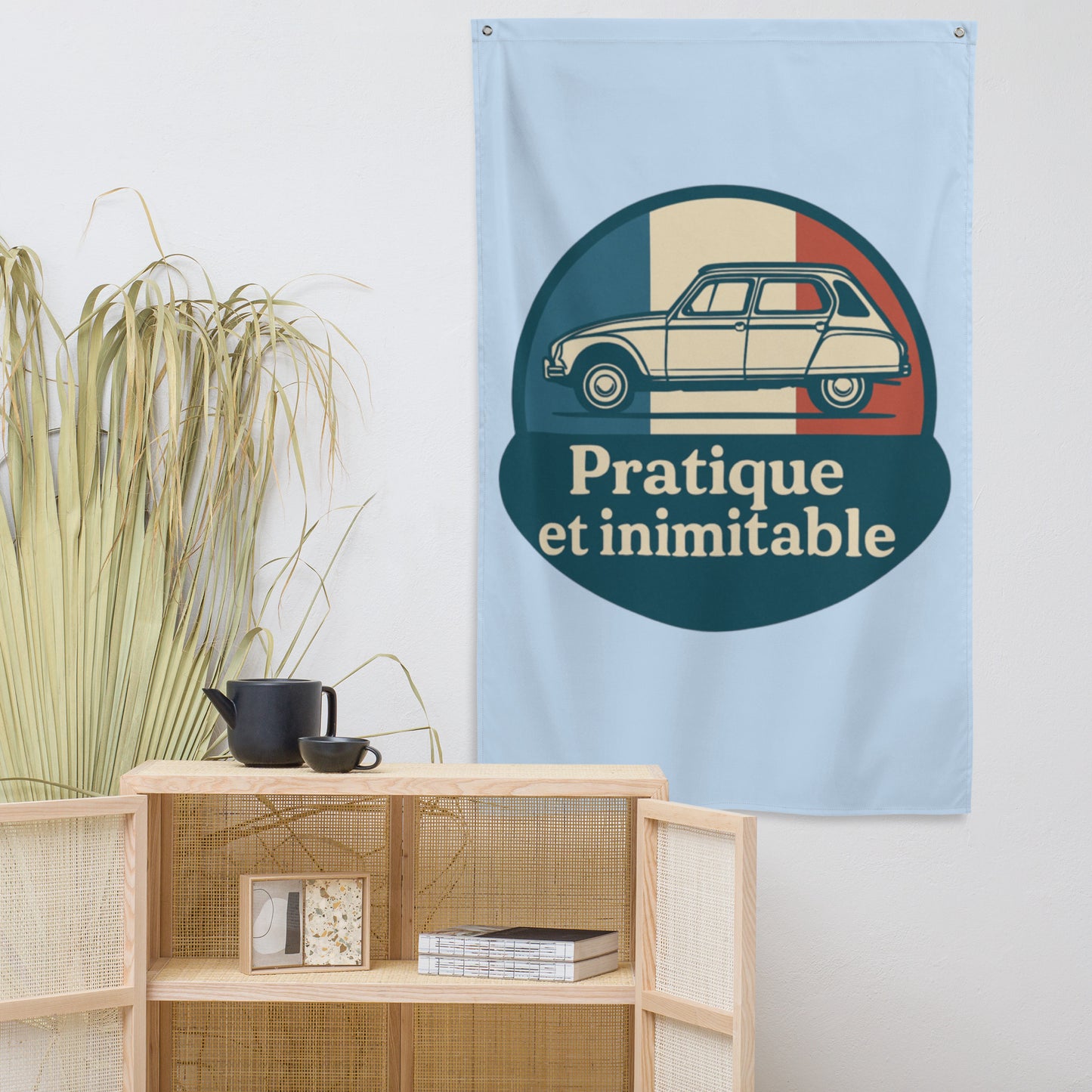 🚘 Banner “Pratique et Inimitable” – Citroën Dyane in French Style for your Wall!