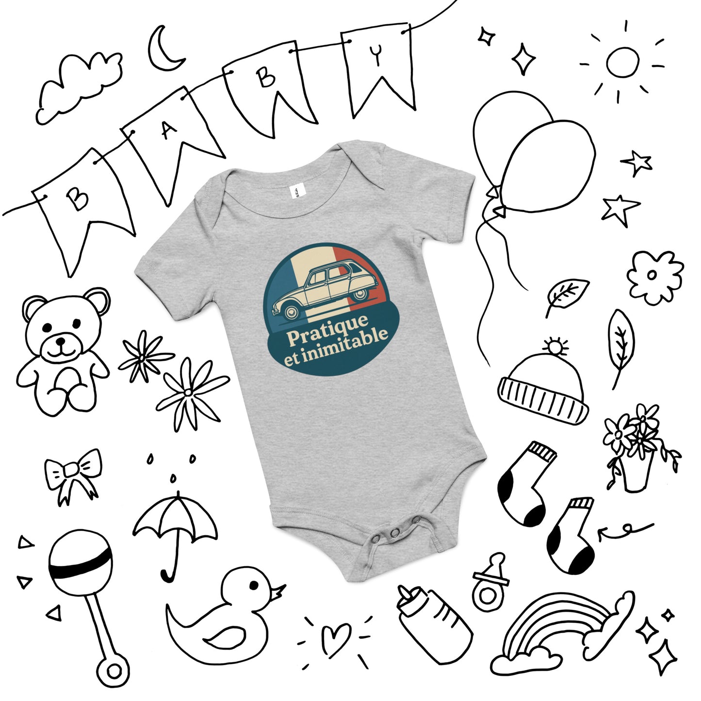 🚘 Baby Romper “Pratique et Inimitable” – Citroën Dyane for the Little Ones!