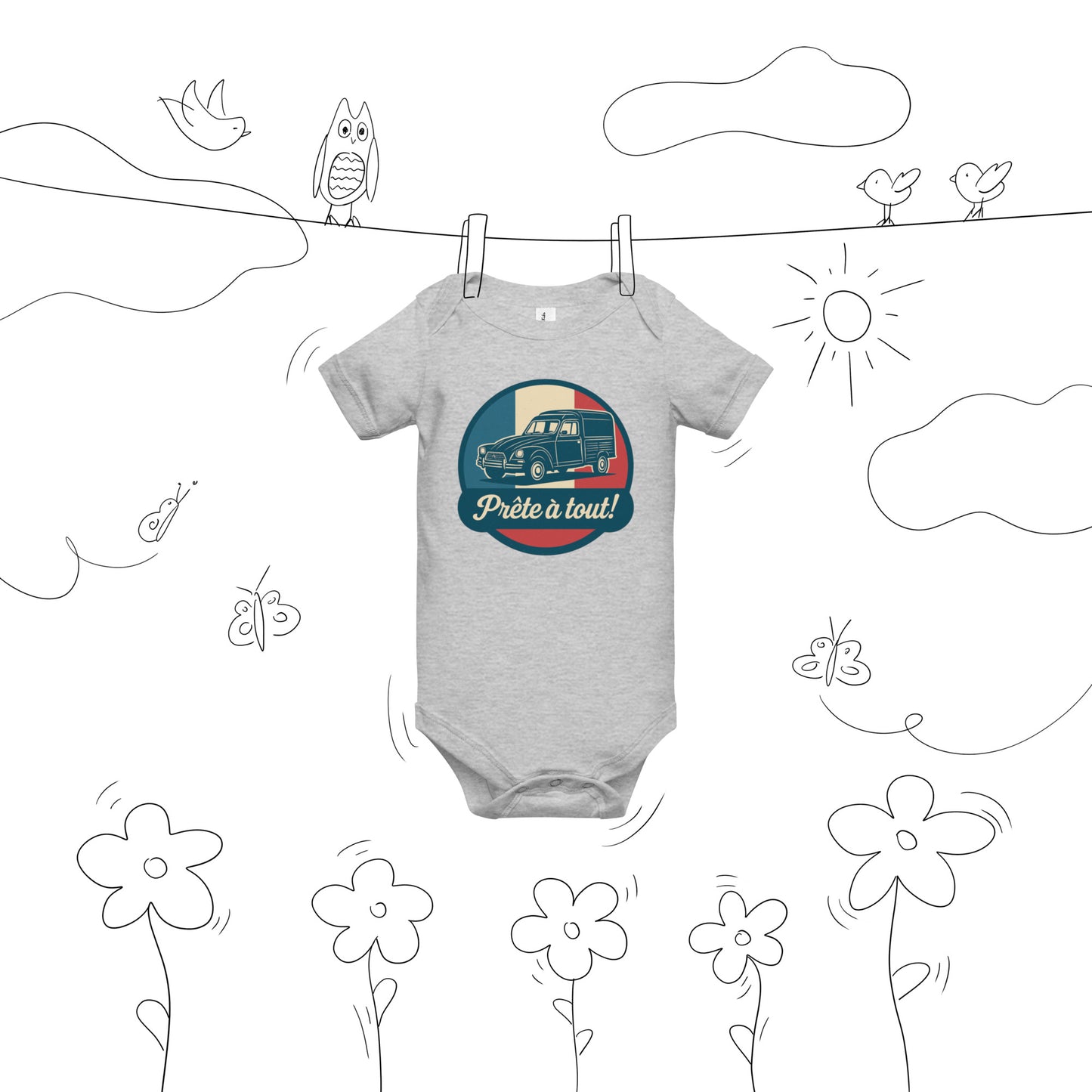 👶 Romper “Ready for anything!” – For little adventurers in style