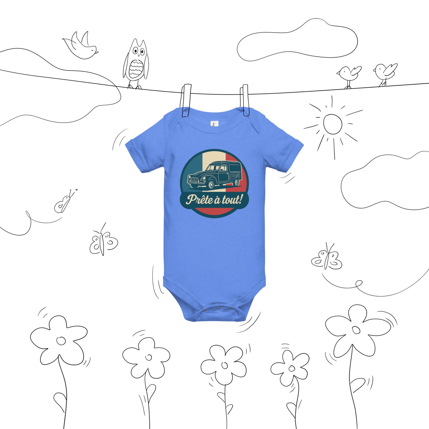 👶 Romper “Ready for anything!” – For little adventurers in style