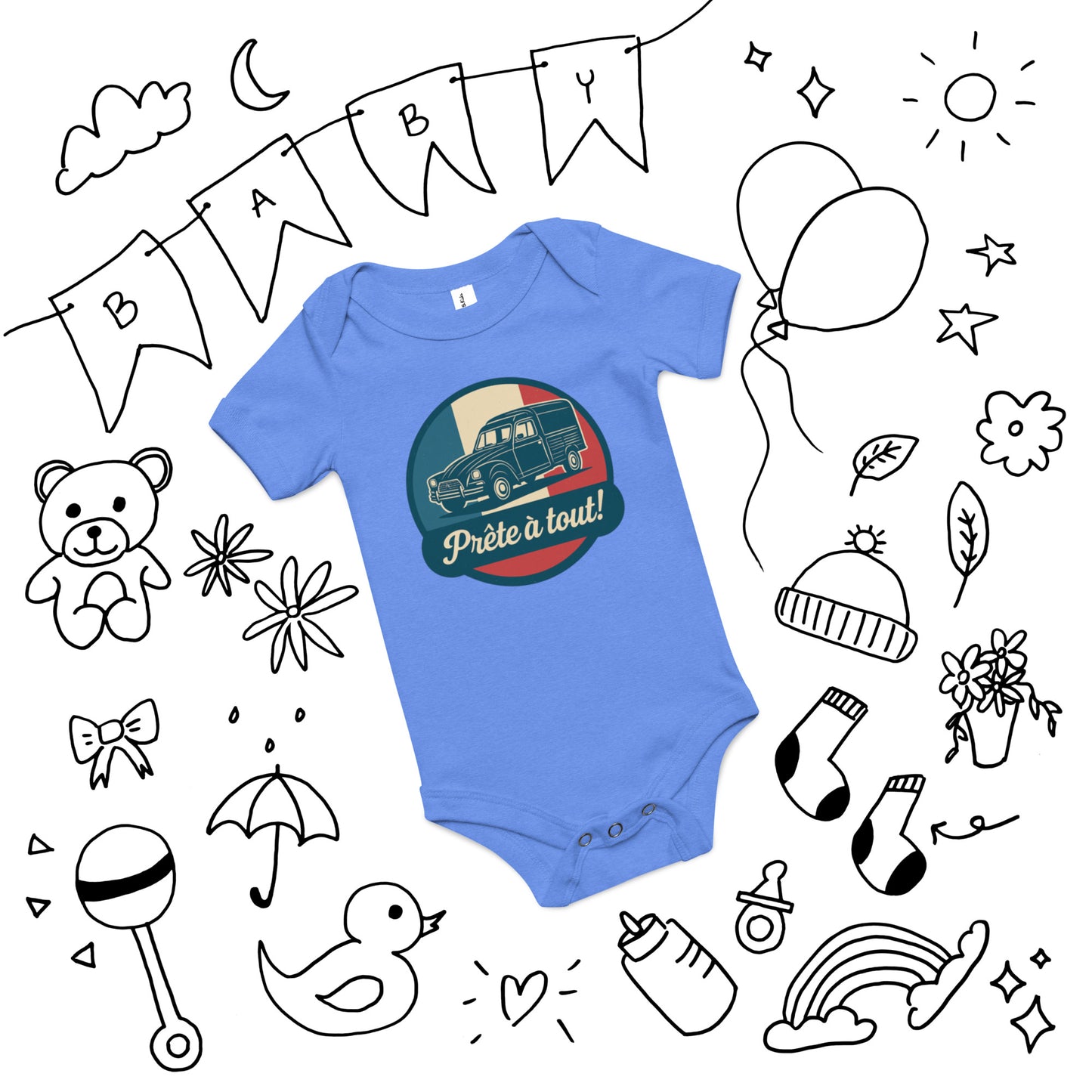 👶 Romper “Ready for anything!” – For little adventurers in style