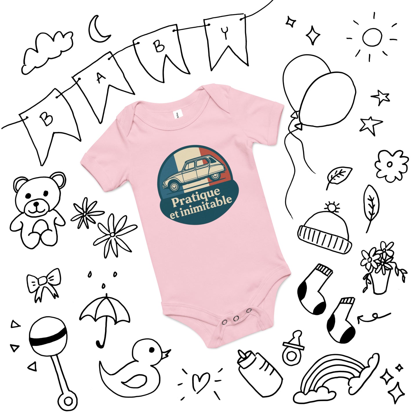🚘 Baby Romper “Pratique et Inimitable” – Citroën Dyane for the Little Ones!
