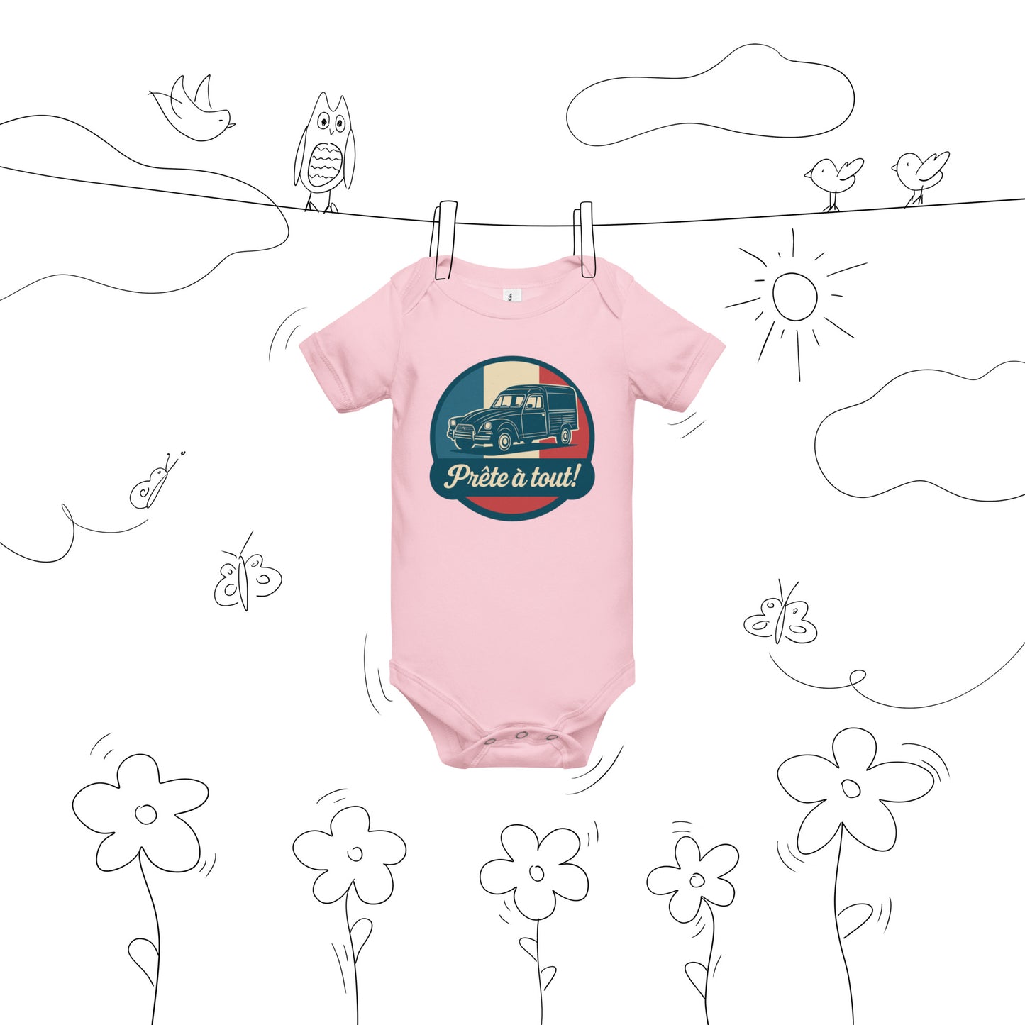 👶 Romper “Ready for anything!” – For little adventurers in style