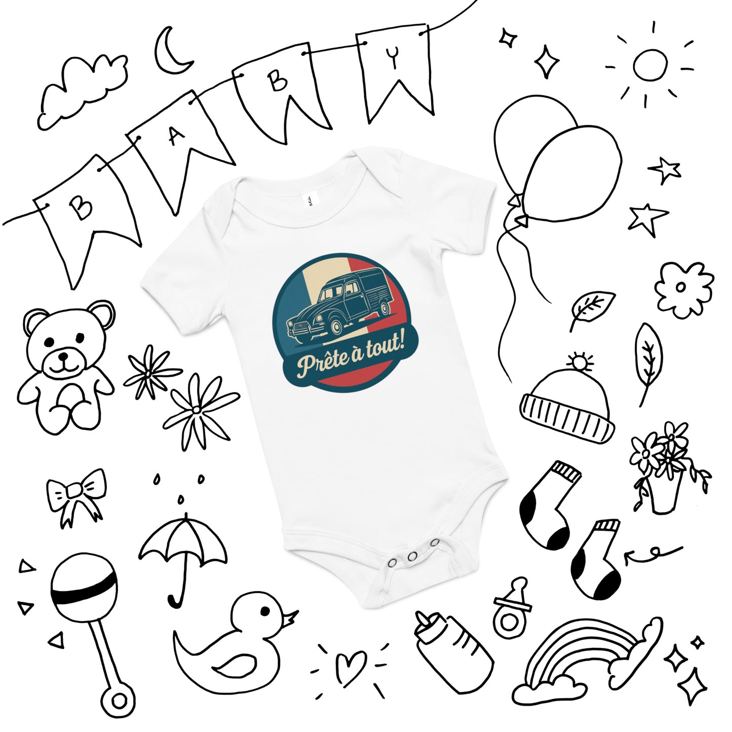 👶 Romper “Ready for anything!” – For little adventurers in style