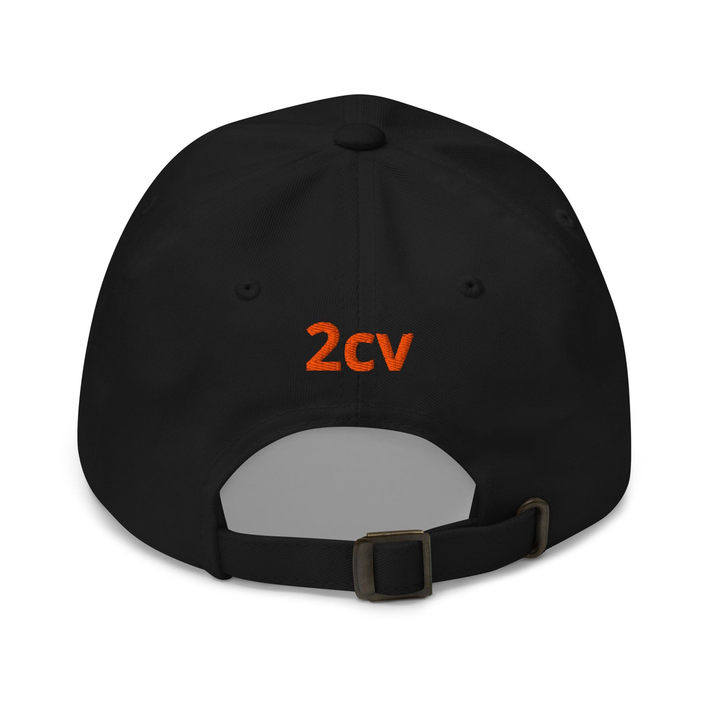 Orange embroidered cap (front and back) Citroën 2CV - Black, Navy, Beige or White
