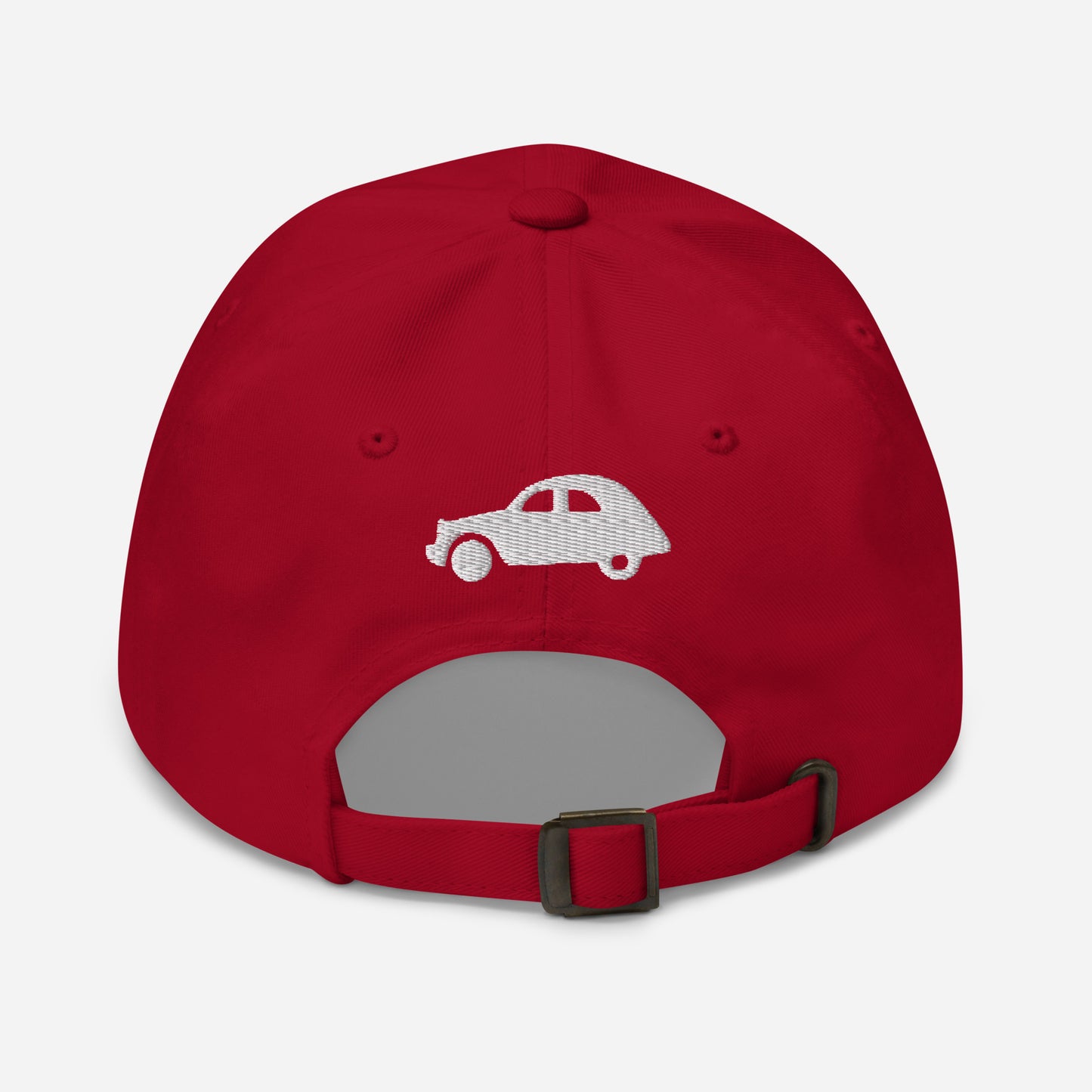 Joie de Vivre Geborduurde pet met een 2CV geborduurd op de ACHTERZIJDE verkrijgbaar in Zwart, Navy, Rood, Grijs, Kakhi of Wit
