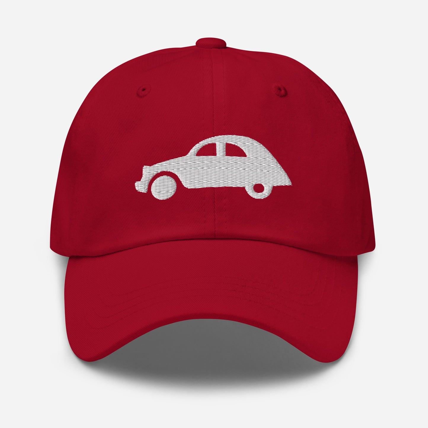 White embroidered cap (front and back) Citroën 2CV - Black, Navy, Red, Beige or White