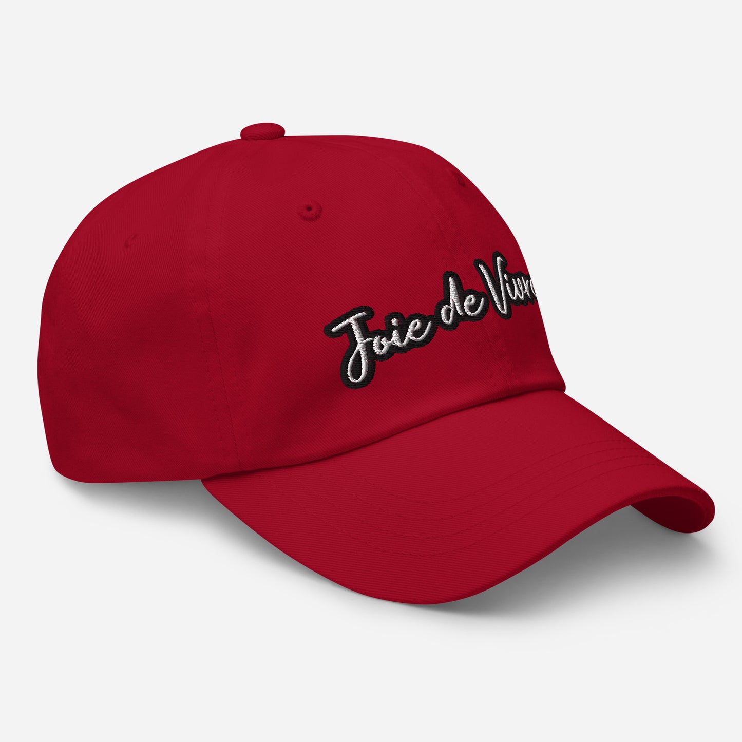 Joie de Vivre Embroidered Cap available in Black, Navy, Red, Grey, Khaki or White