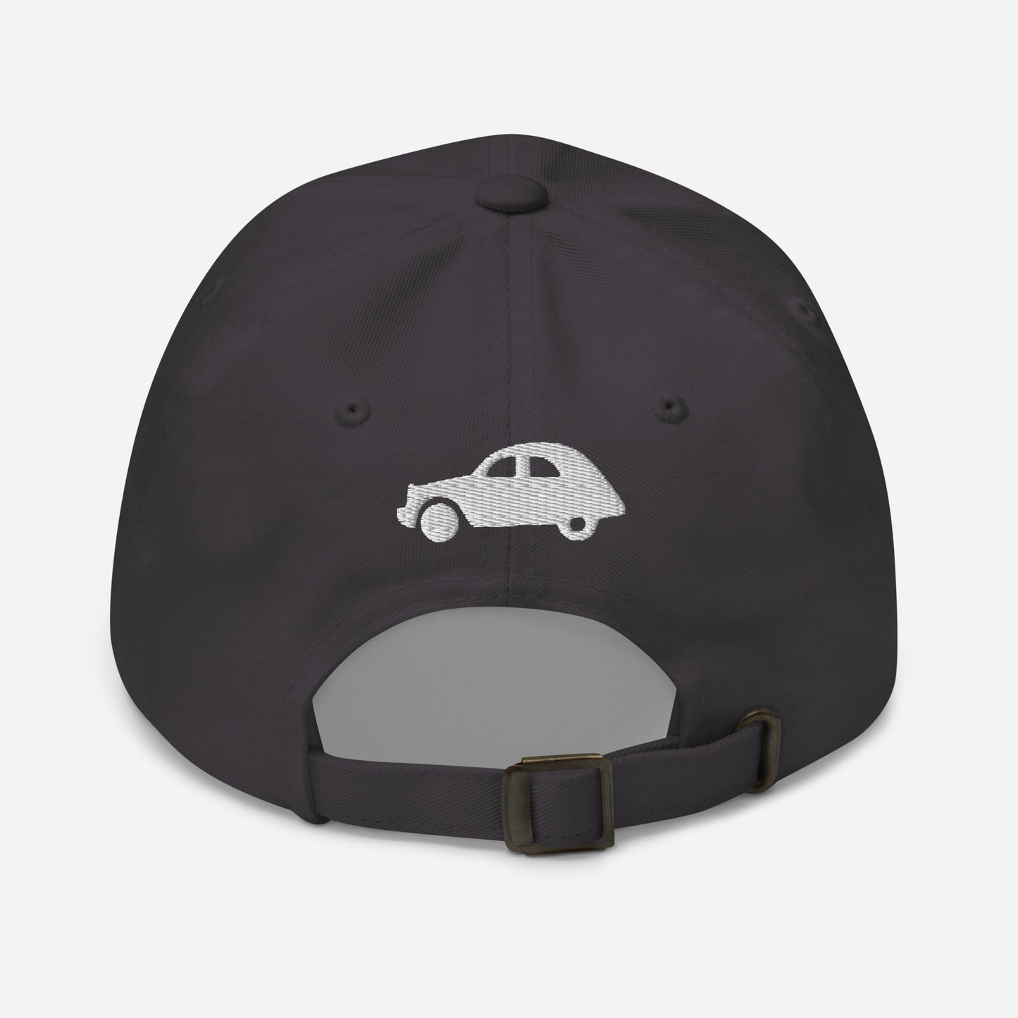 Joie de Vivre Geborduurde pet met een 2CV geborduurd op de ACHTERZIJDE verkrijgbaar in Zwart, Navy, Rood, Grijs, Kakhi of Wit