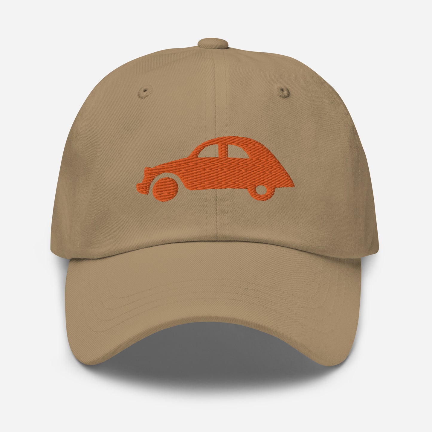 Orange embroidered cap (front and back) Citroën 2CV - Black, Navy, Beige or White