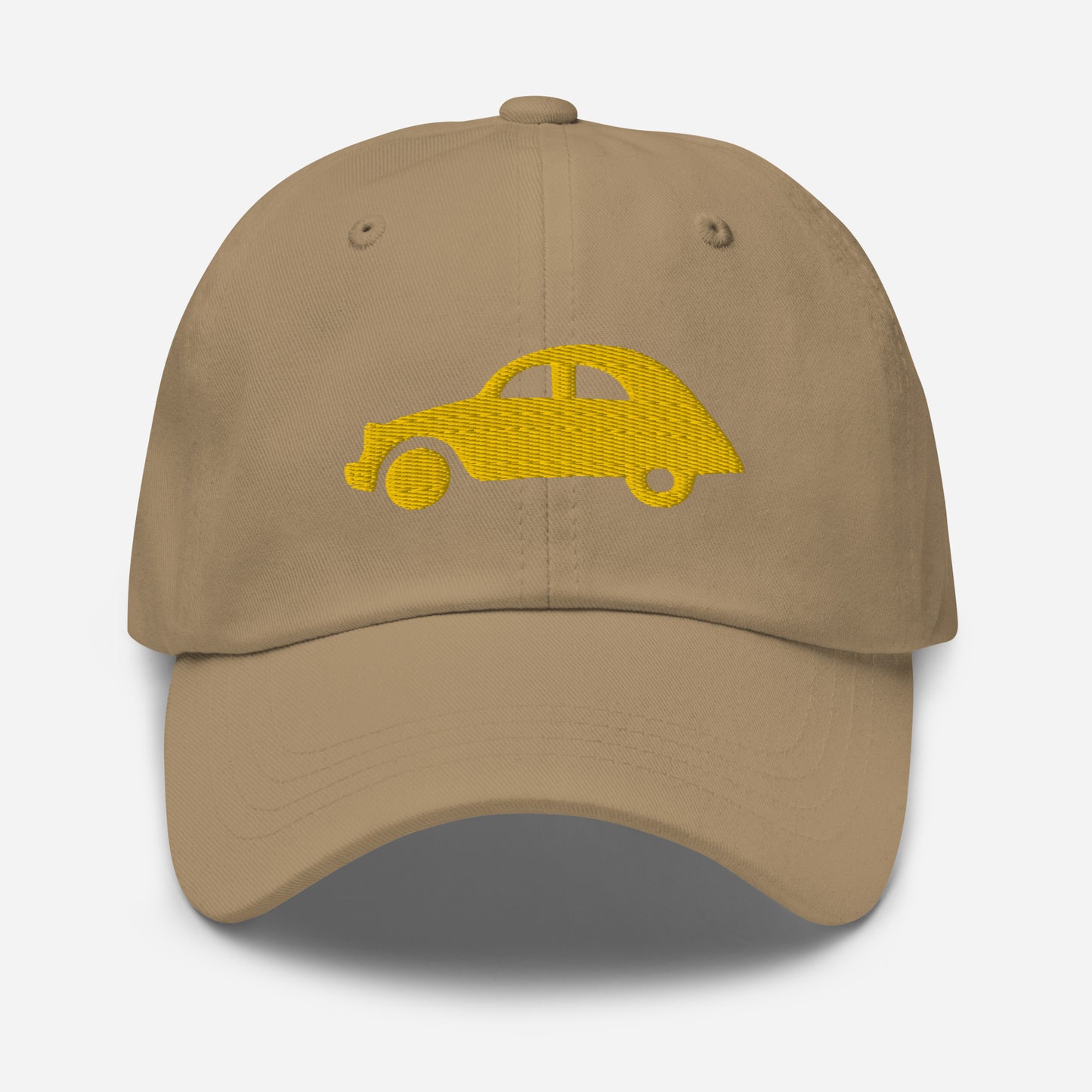 Yellow embroidered cap (front and back) Citroën 2CV - Black, Navy, Beige or White