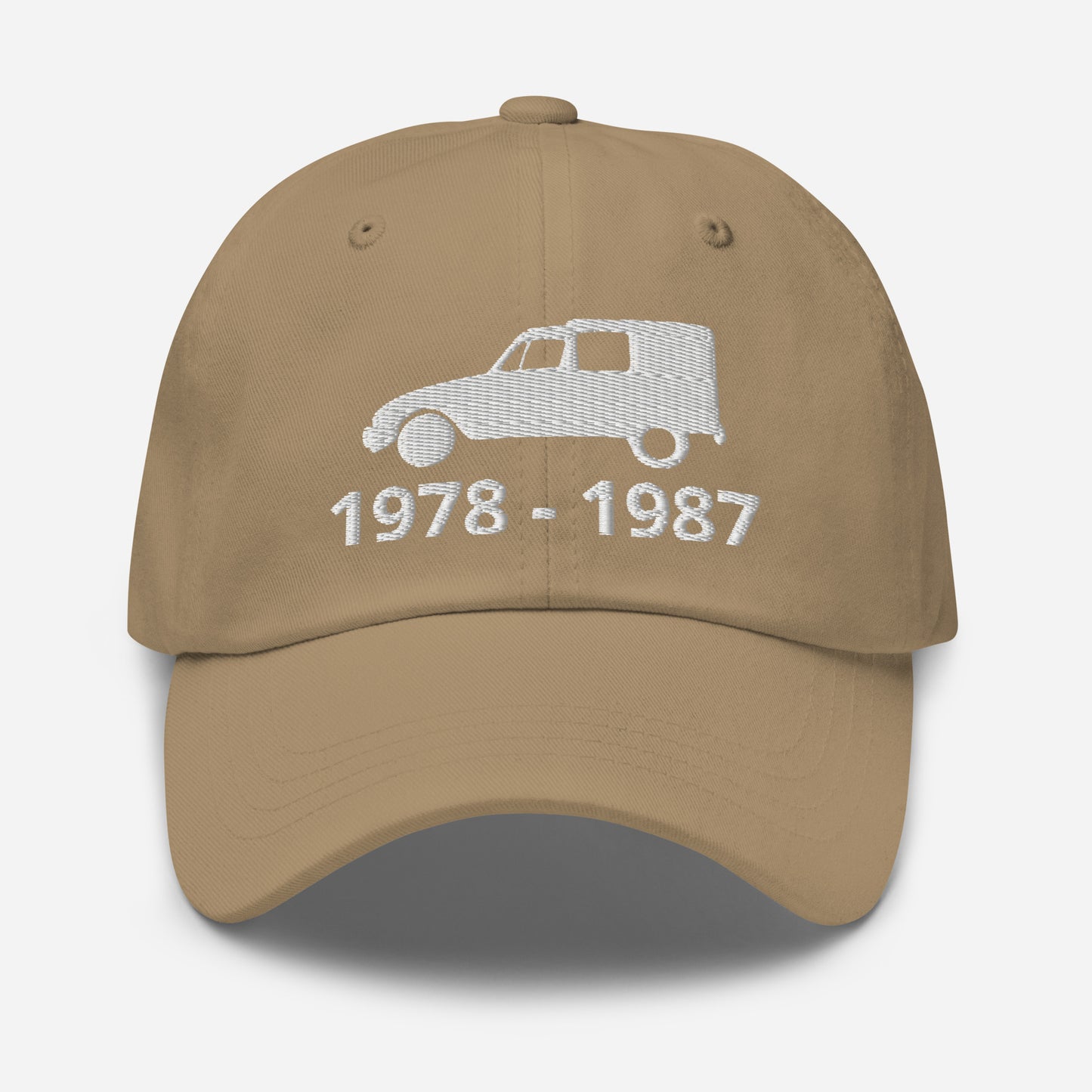 Embroidered Citroën Acadiane cap with production period available in Black, Red, Grey, Khaki, L.Blue or White