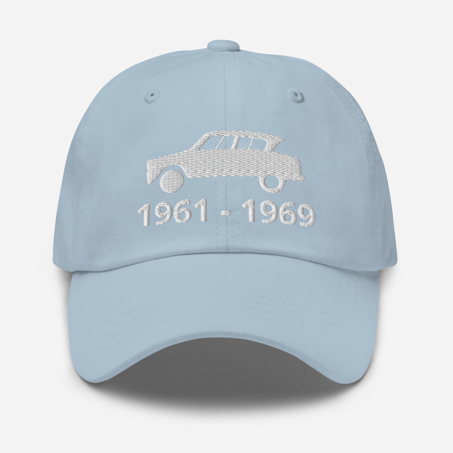 Embroidered Citroën Ami6 cap with production period available in Black, Red, Grey, Khaki, L.Blue or White