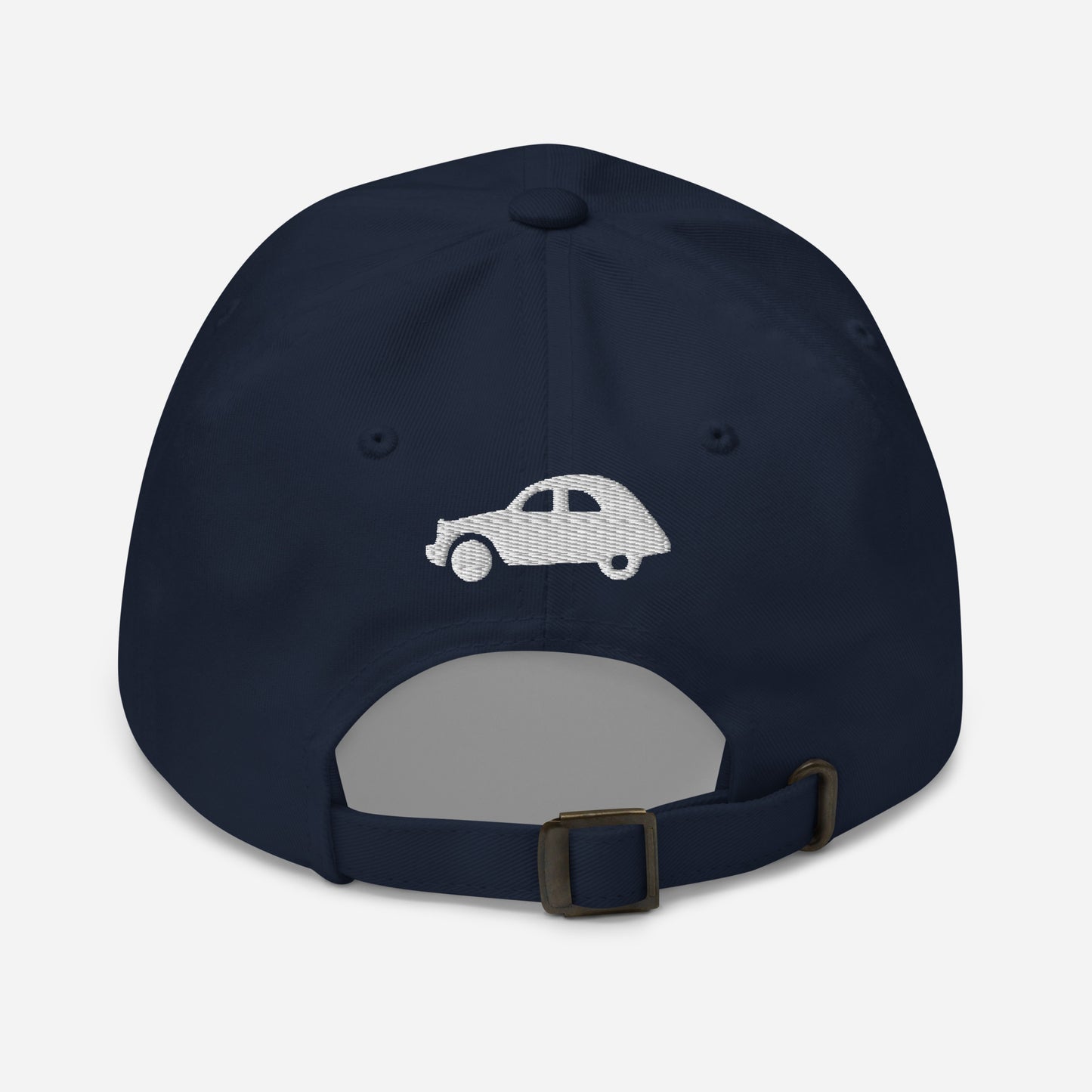 Joie de Vivre Geborduurde pet met een 2CV geborduurd op de ACHTERZIJDE verkrijgbaar in Zwart, Navy, Rood, Grijs, Kakhi of Wit