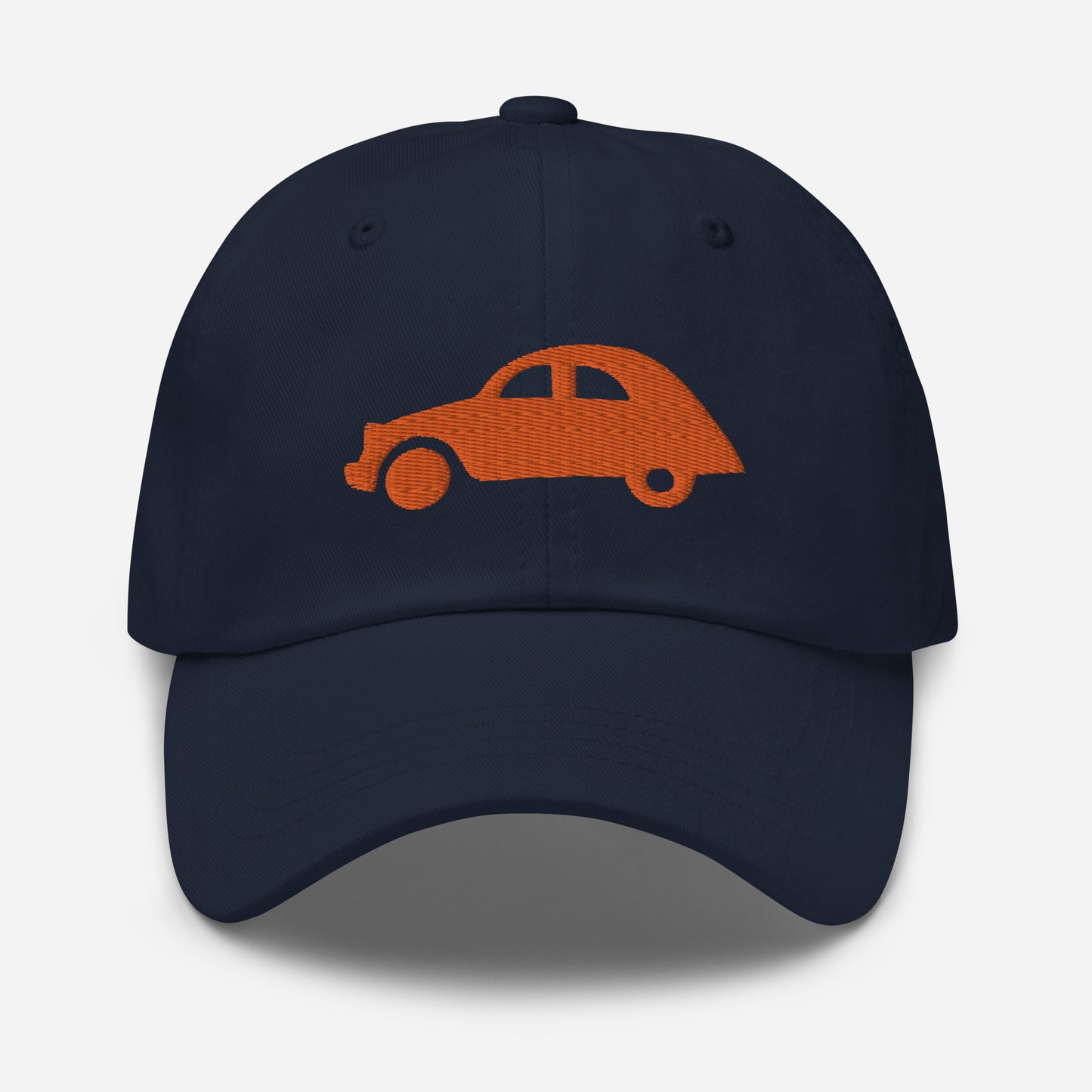 Orange embroidered cap (front and back) Citroën 2CV - Black, Navy, Beige or White