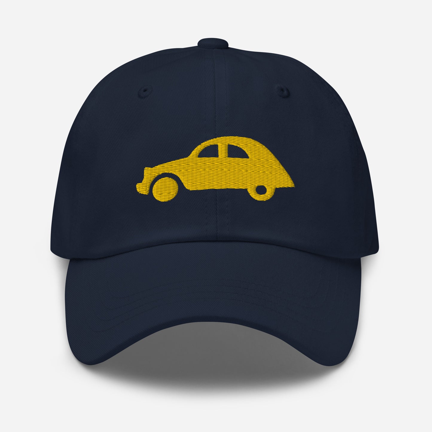 Yellow embroidered cap (front and back) Citroën 2CV - Black, Navy, Beige or White