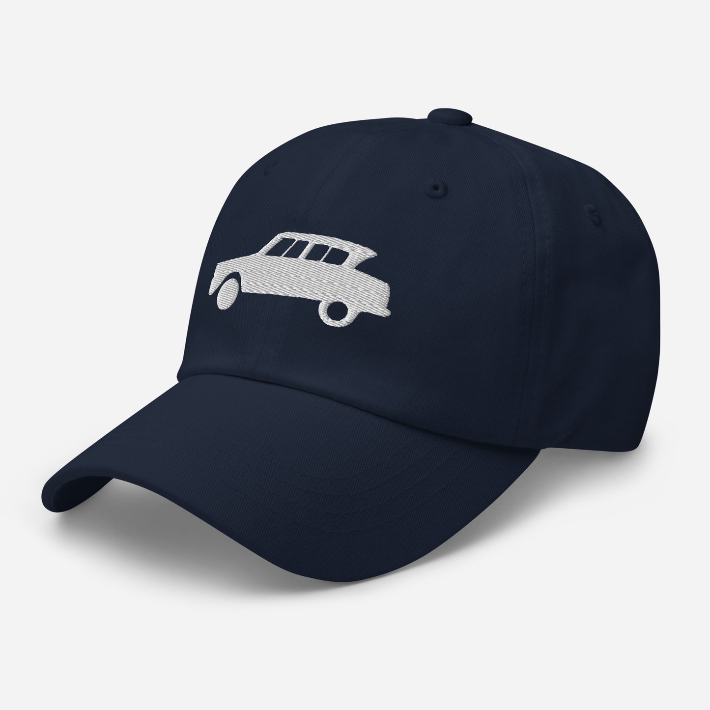 White embroidered cap (front and back) Citroën Ami6 - Black, Navy, Red, Beige, L.Blue or White