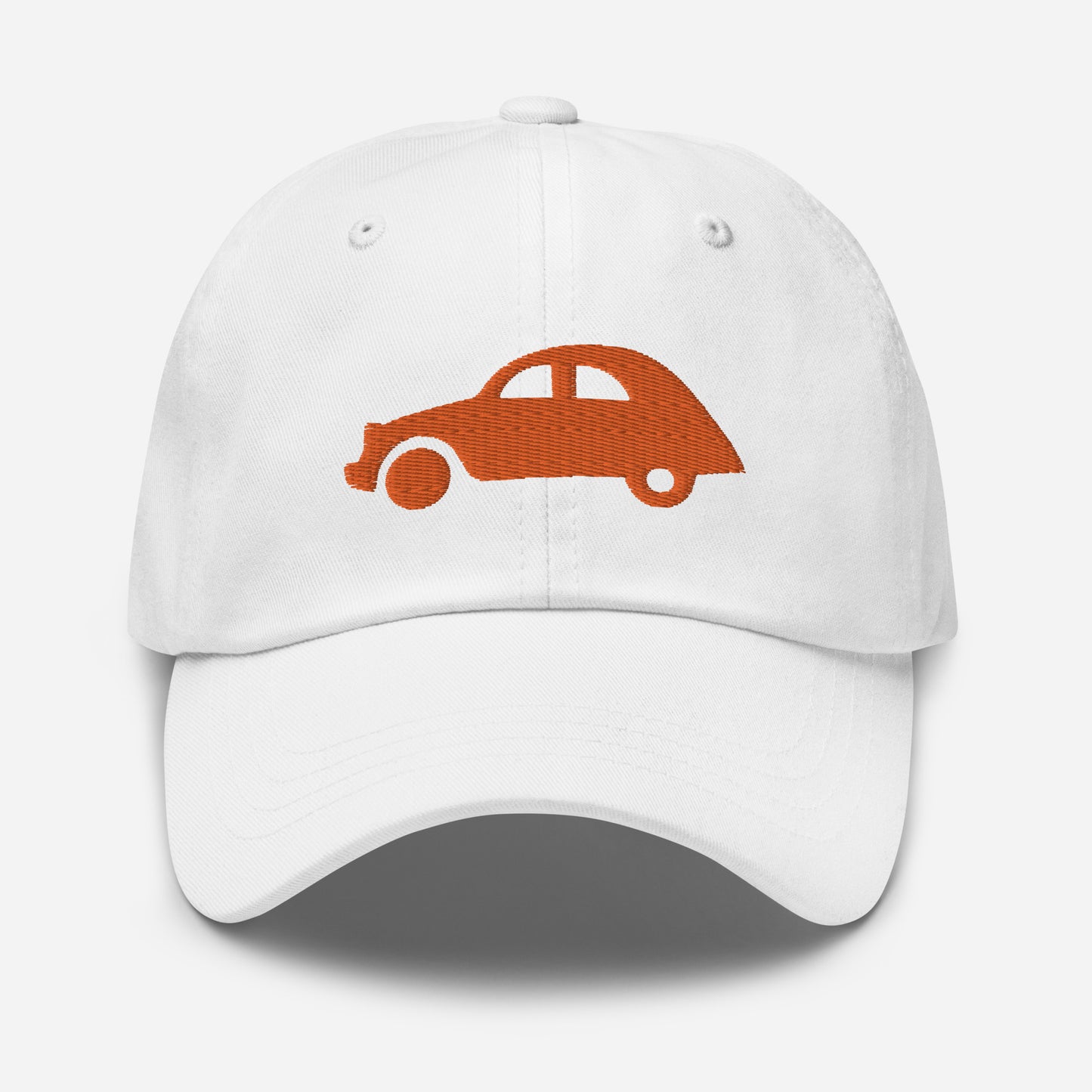 Orange embroidered cap (front and back) Citroën 2CV - Black, Navy, Beige or White