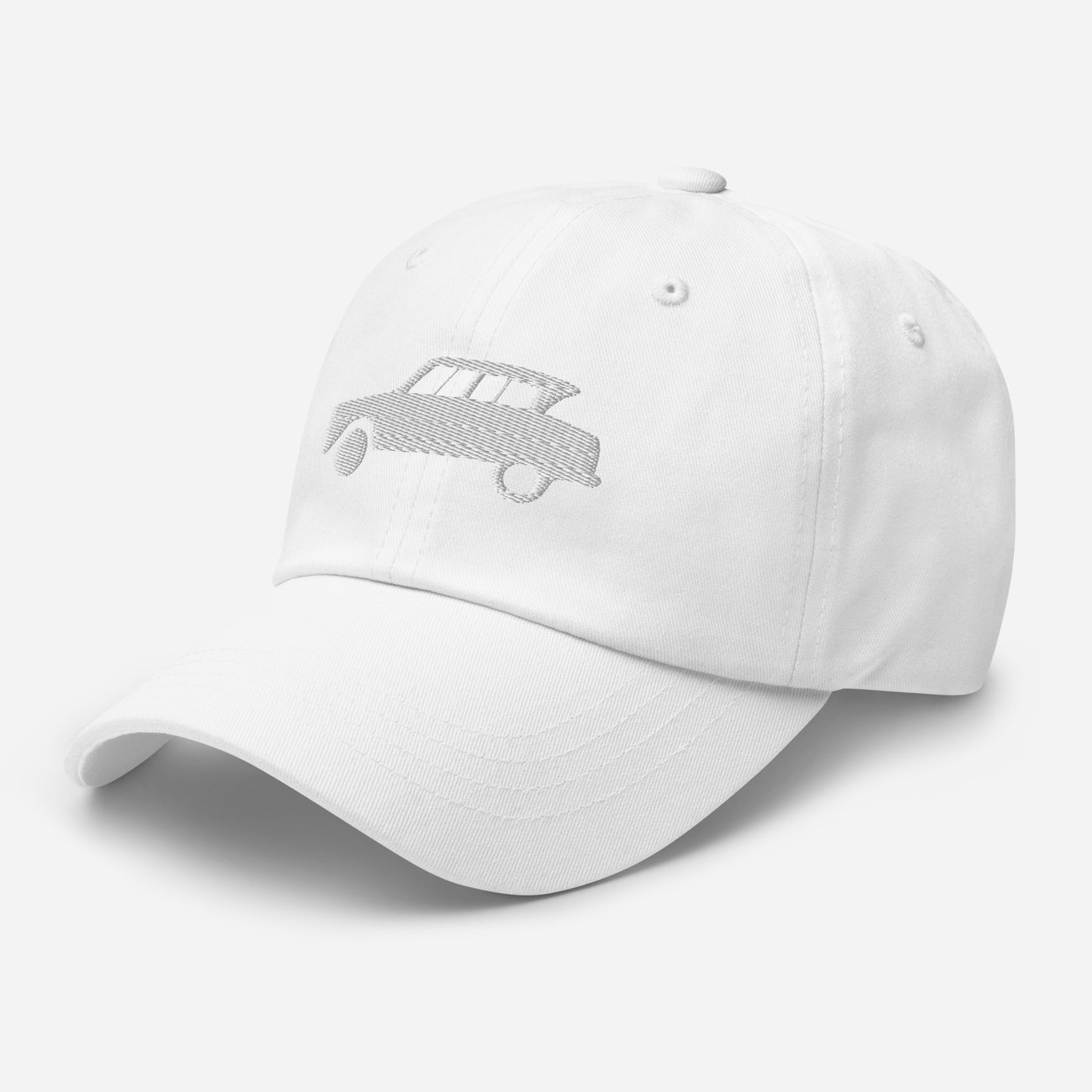 White embroidered cap (front and back) Citroën Ami6 - Black, Navy, Red, Beige, L.Blue or White