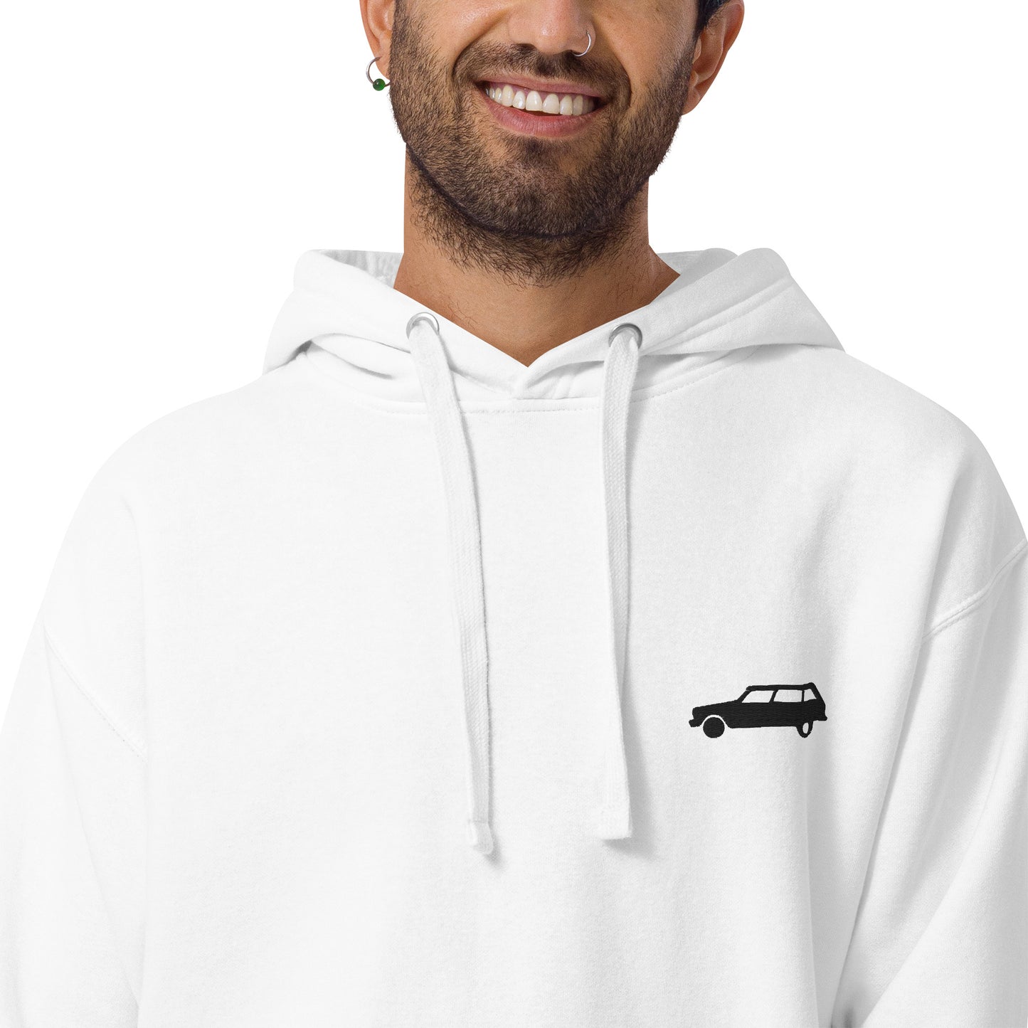 Sweat à capuche unisexe premium Citroën Ami8 brodé - Gris ou Blanc