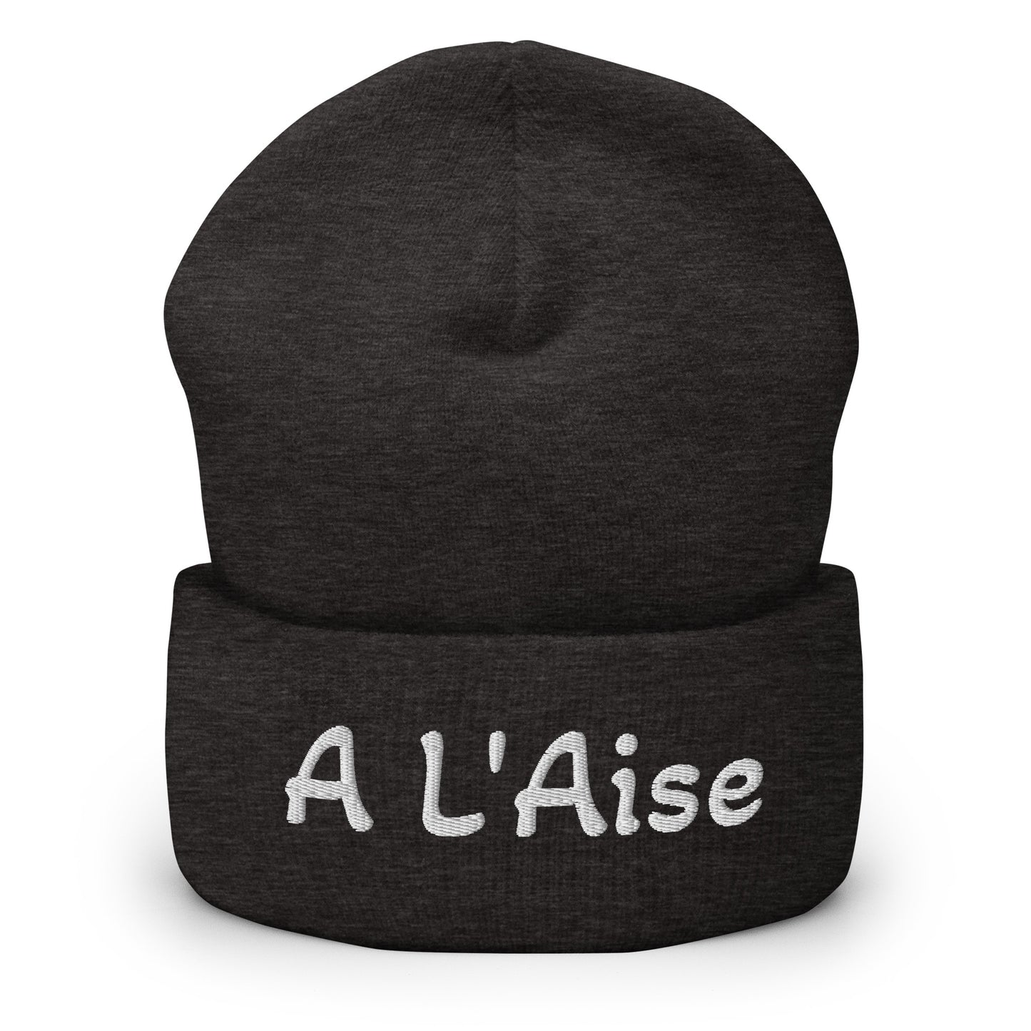 A L'Aise Beanie geborduurd met omgeslagen rand verkrijgbaar in Zwart, Navy, Antraciet, Blauw, Rood, Groen of Grijs