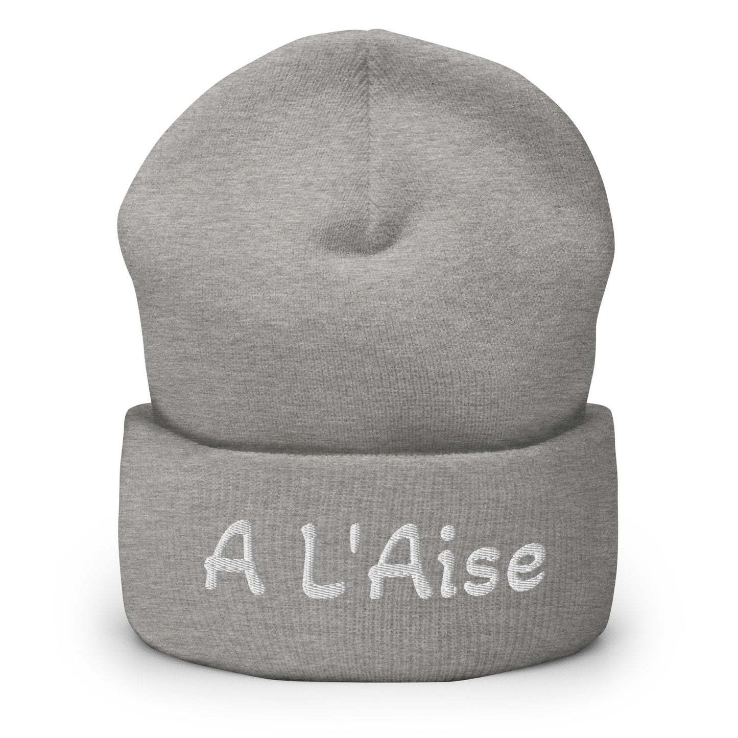 A L'Aise Beanie geborduurd met omgeslagen rand verkrijgbaar in Zwart, Navy, Antraciet, Blauw, Rood, Groen of Grijs