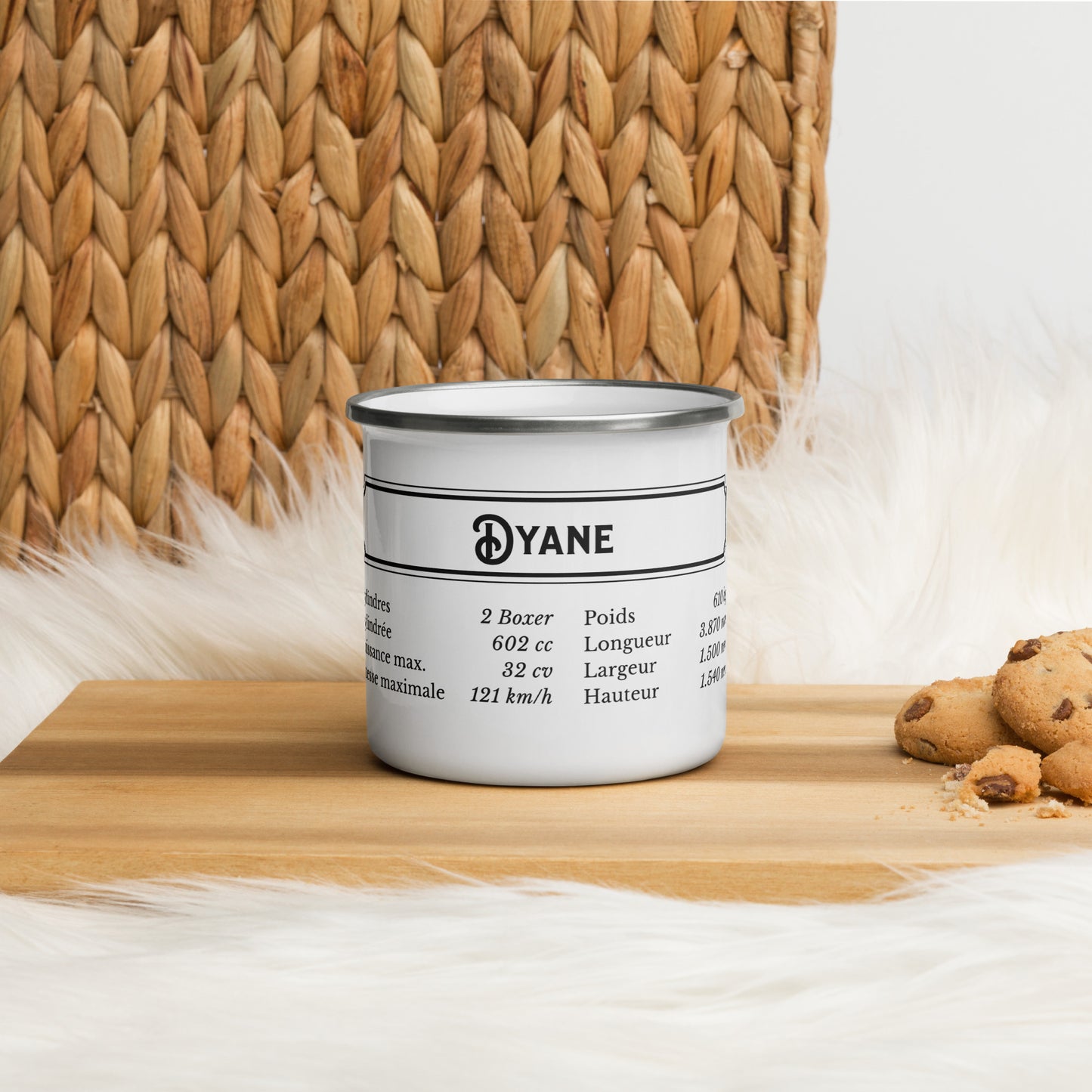 Vintage Enamel Camping Mug – Citroën Dyane Edition 🚙🌿