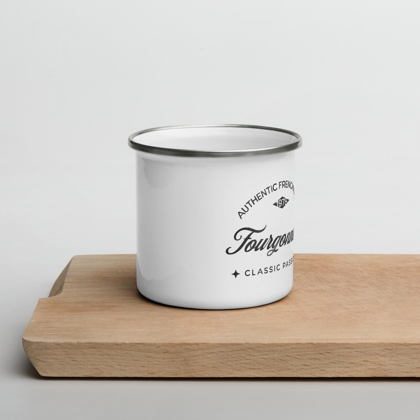 Mug de camping vintage en émail – Fourgonnette authentique de fabrication française 🇫🇷🚙