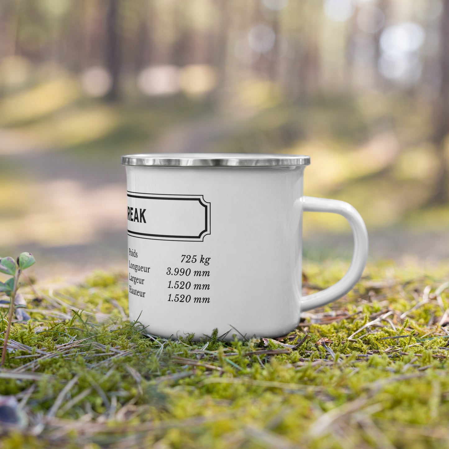 Vintage Emaille Kampeer-Mok – Citroën Ami 8 Break Edition 🚙🌿