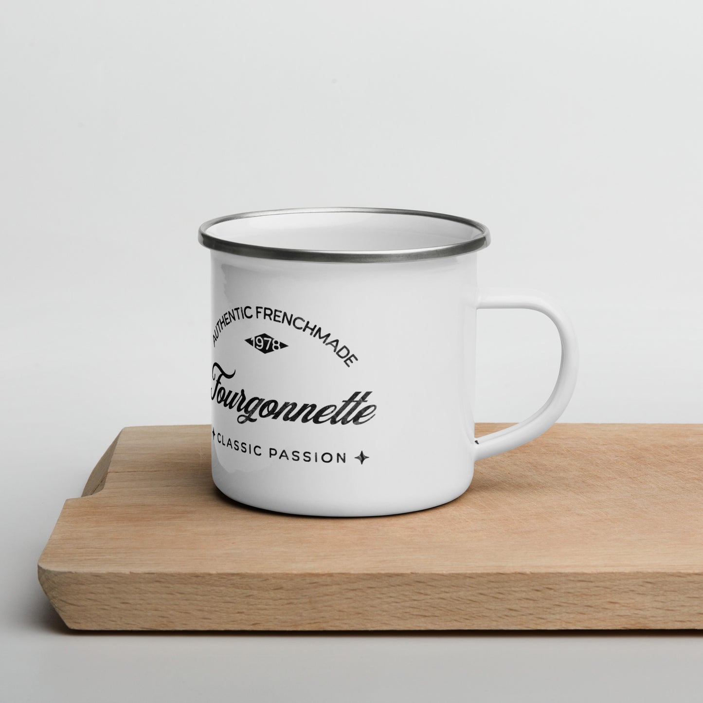 Mug de camping vintage en émail – Fourgonnette authentique de fabrication française 🇫🇷🚙