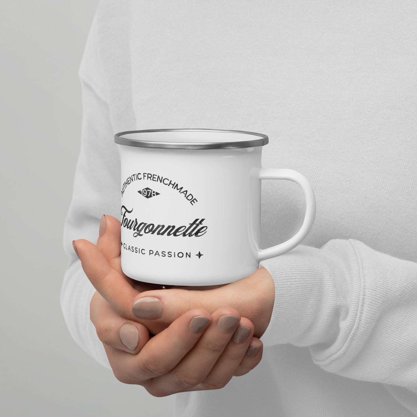 Mug de camping vintage en émail – Fourgonnette authentique de fabrication française 🇫🇷🚙