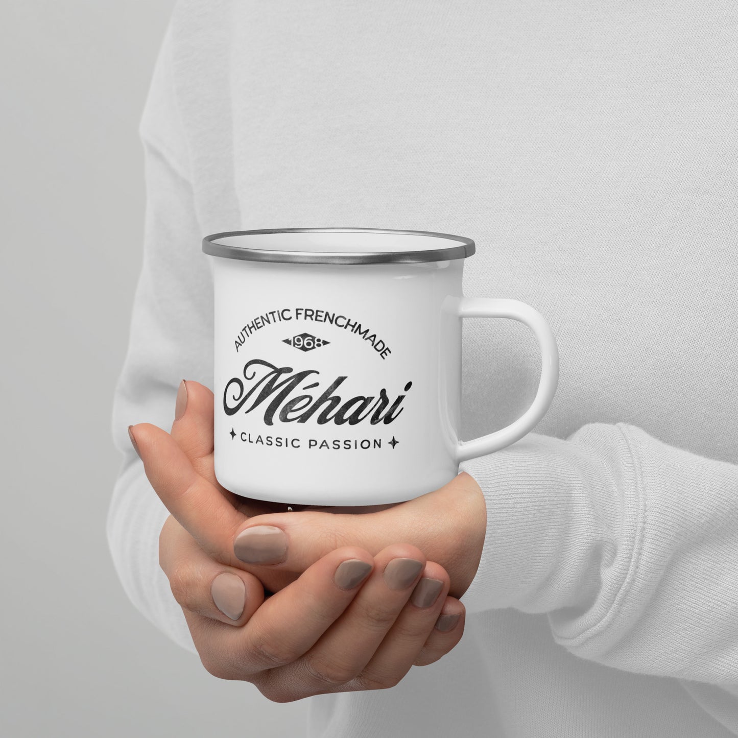 Vintage Emaille Kampeer-Mok – Authentic Frenchmade Méhari 🇫🇷🚙