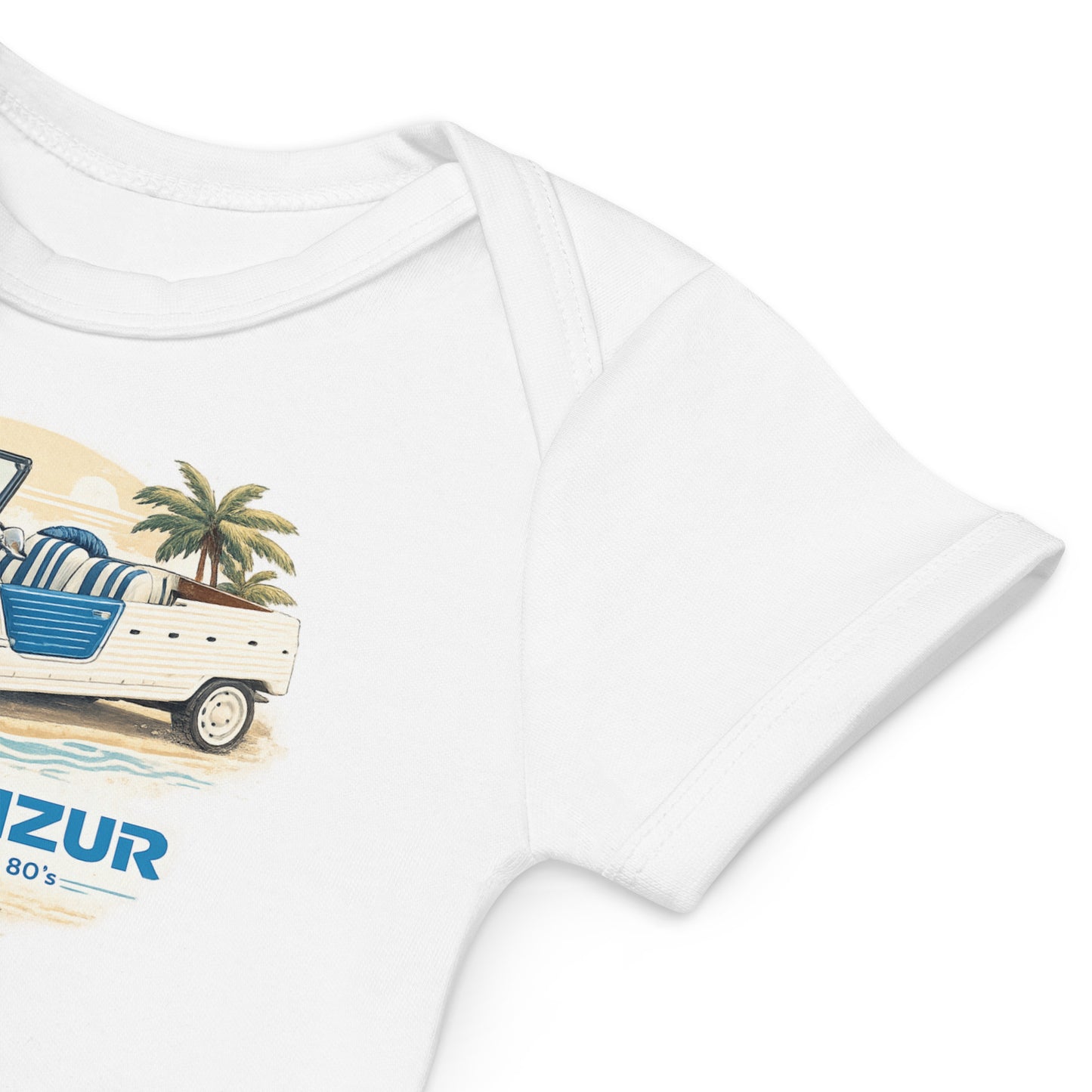 Body bébé Citroën Méhari Azur – Illustration plage et rétro | Collection spéciale
