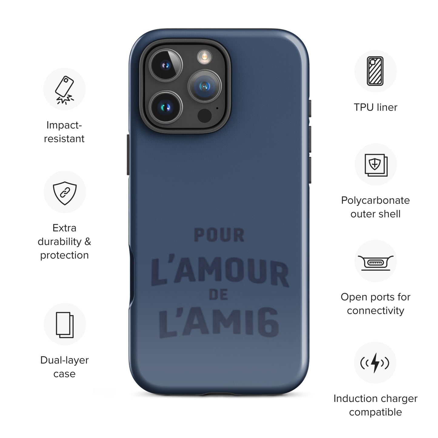 Citroën Ami 6 "Pour L'amour de l'Ami6" Coque de Protection Robuste pour iPhone® - Housse Rétro pour Passionnés