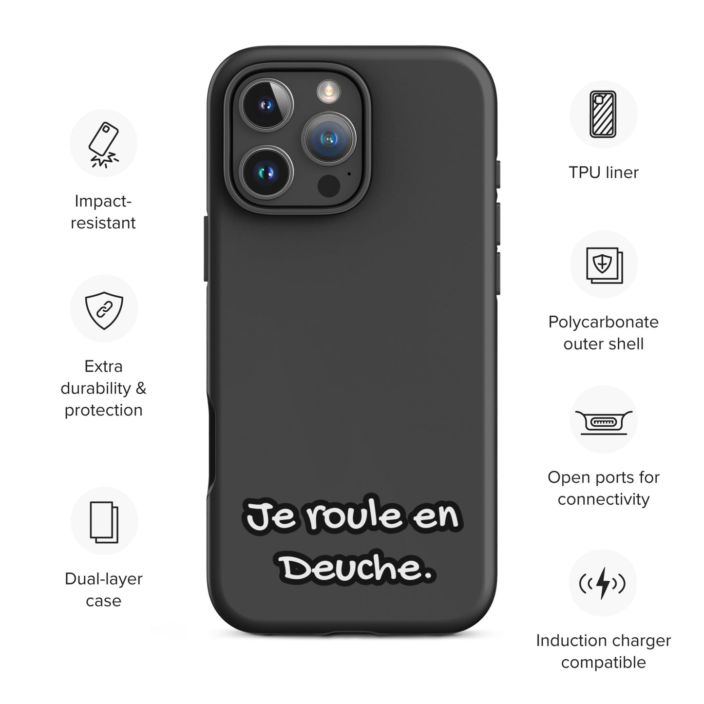 Coque iPhone Tough Case – « Je roule en Deuche » Coque Citroën 2CV