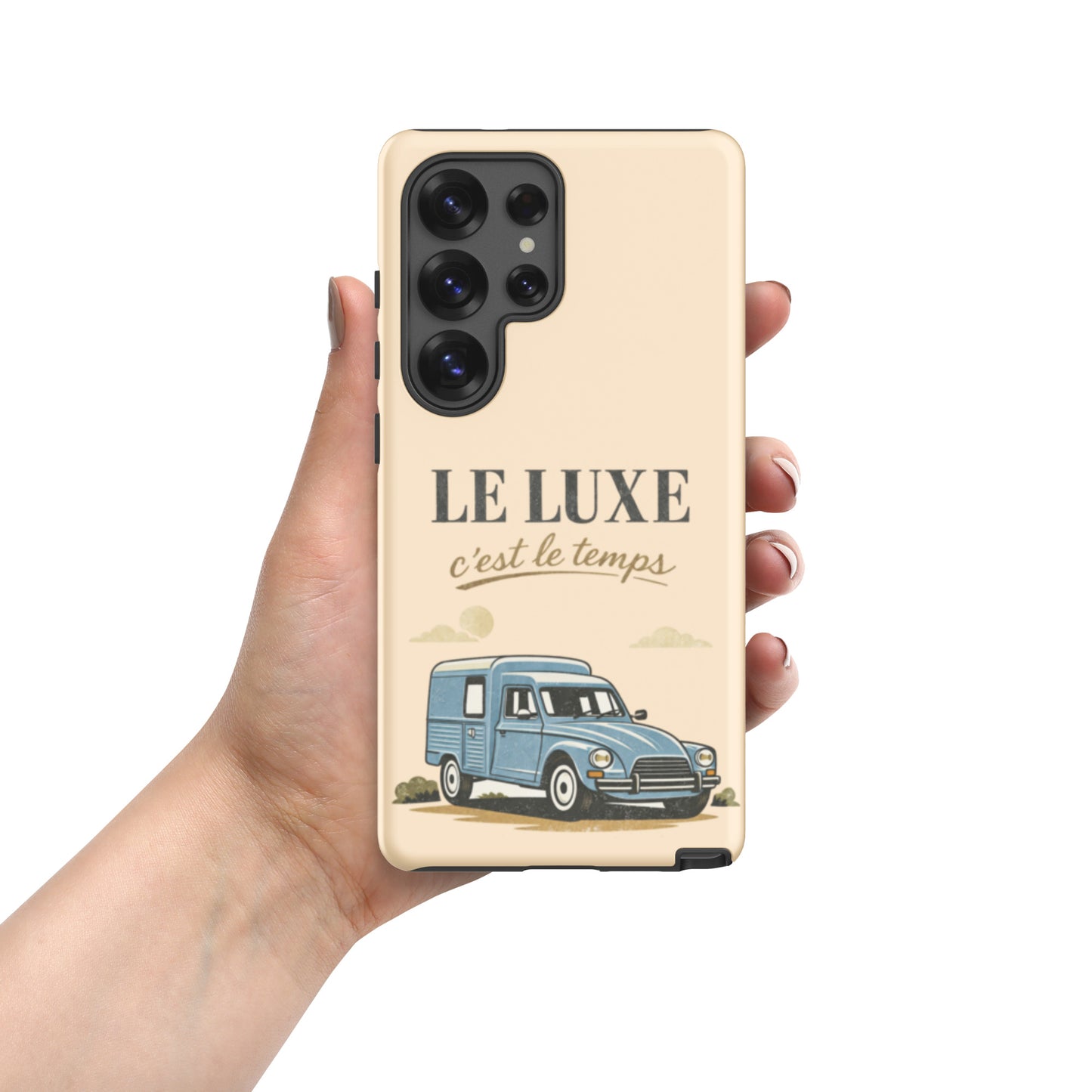 Coque de protection Samsung Tough Case – Illustration Citroën Acadiane – Design utilitaire vintage « Le Luxe c’est le temps »