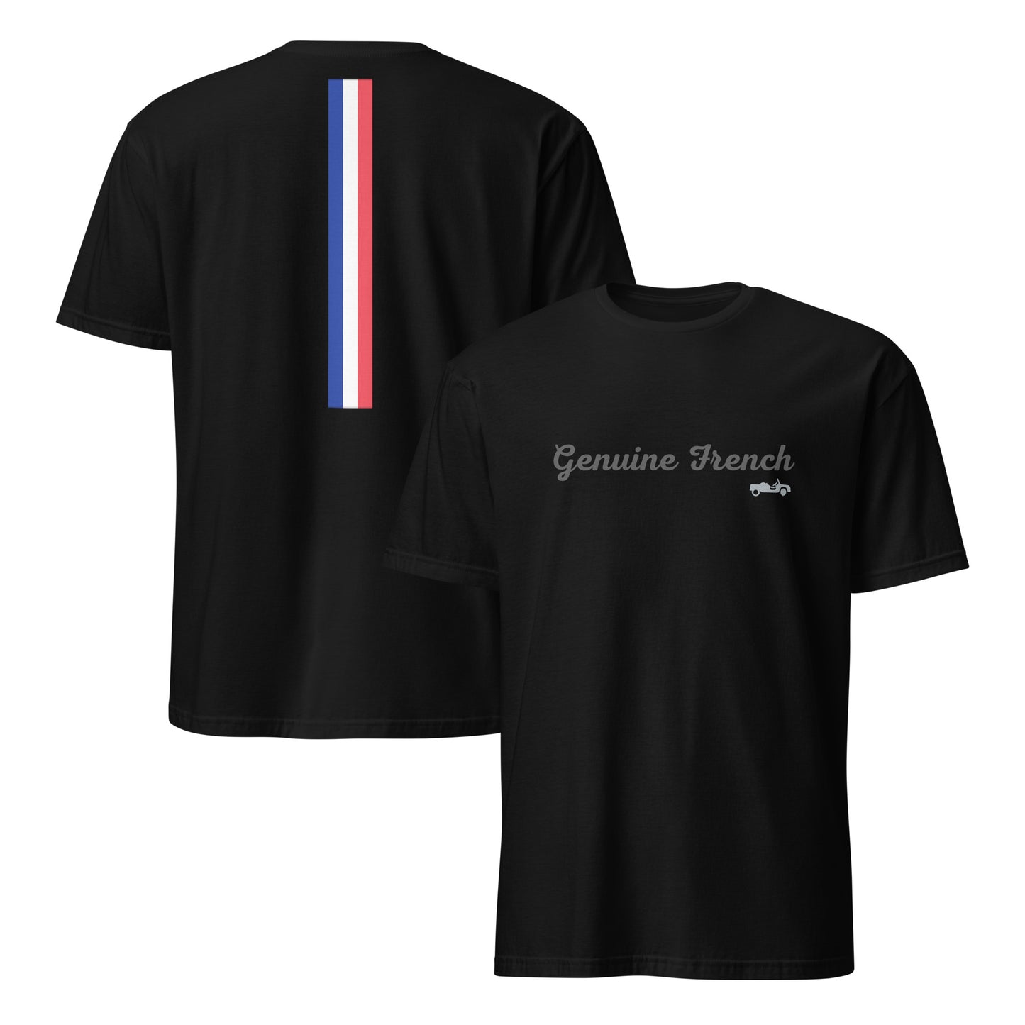 Genuine French MEHARI T-shirt with French flag on the back available in Black, Navy or White